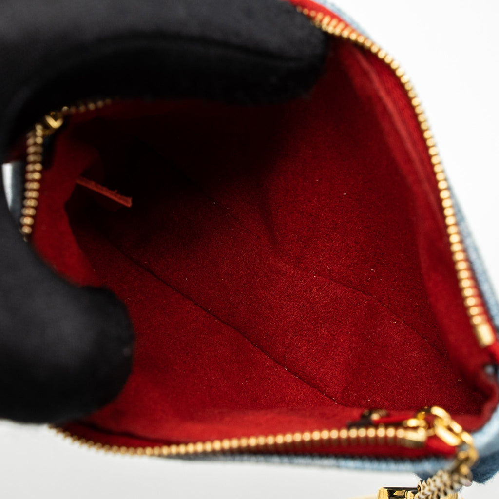 LOUIS VUITTON LIMITED EDITION ROUGE MICRO POCHETTE MONOGRAM JACQUARD DENIM BLUE GHW