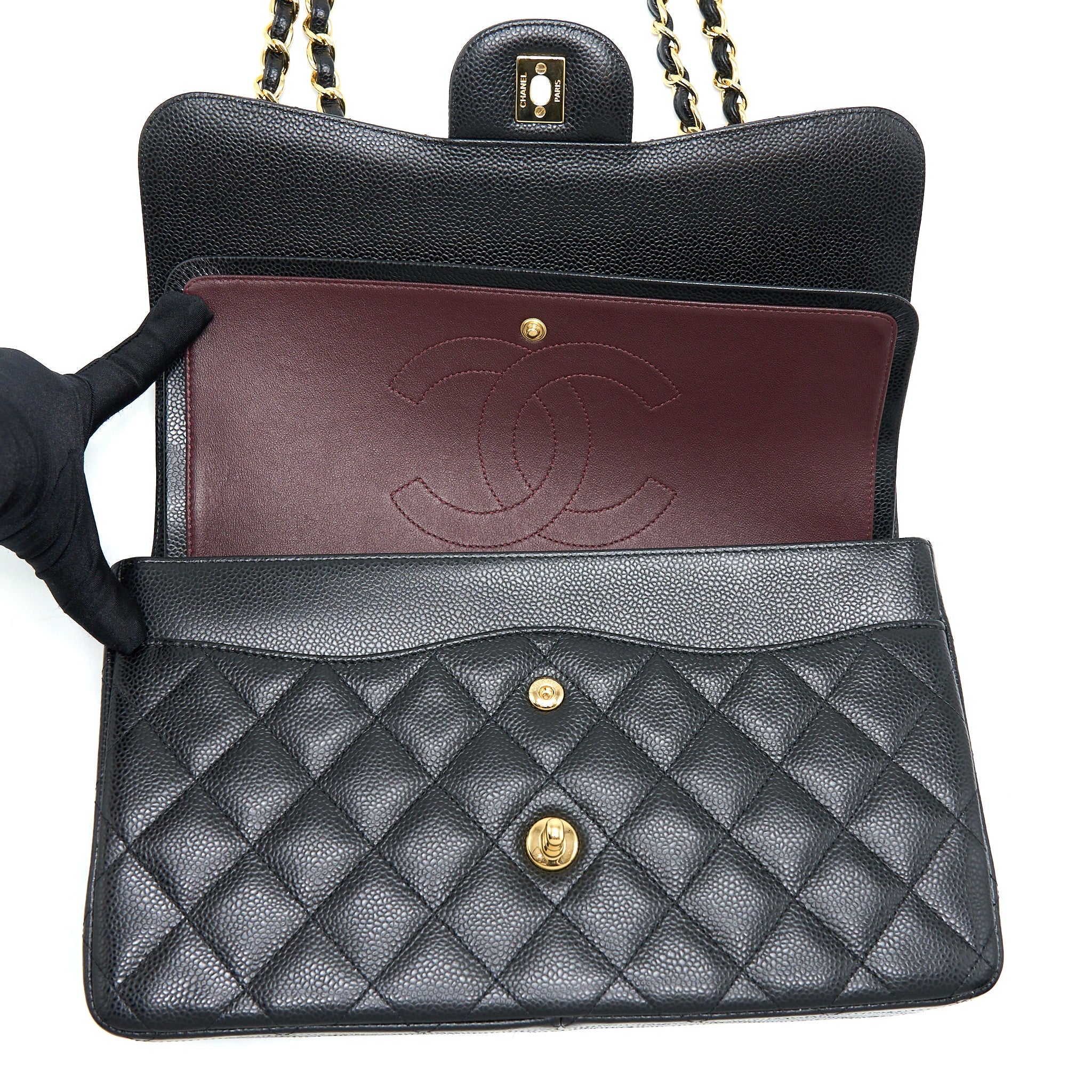 CHANEL CLASSIC JUMBO FLAP BAG CAVIAR BLACK GHW