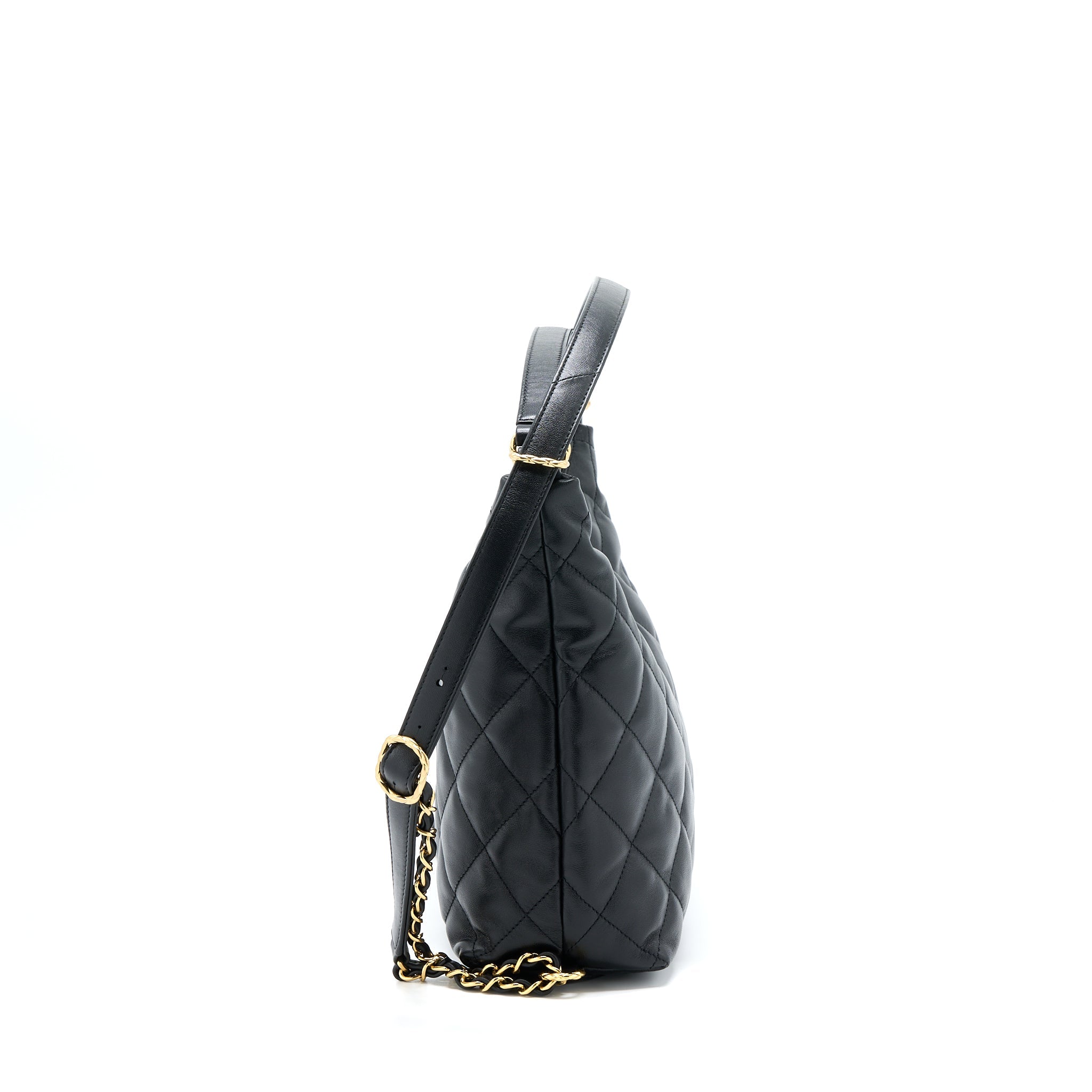 CHANEL 22B HOBO BAG LAMBSKIN BLACK GHW(MICROCHIP)