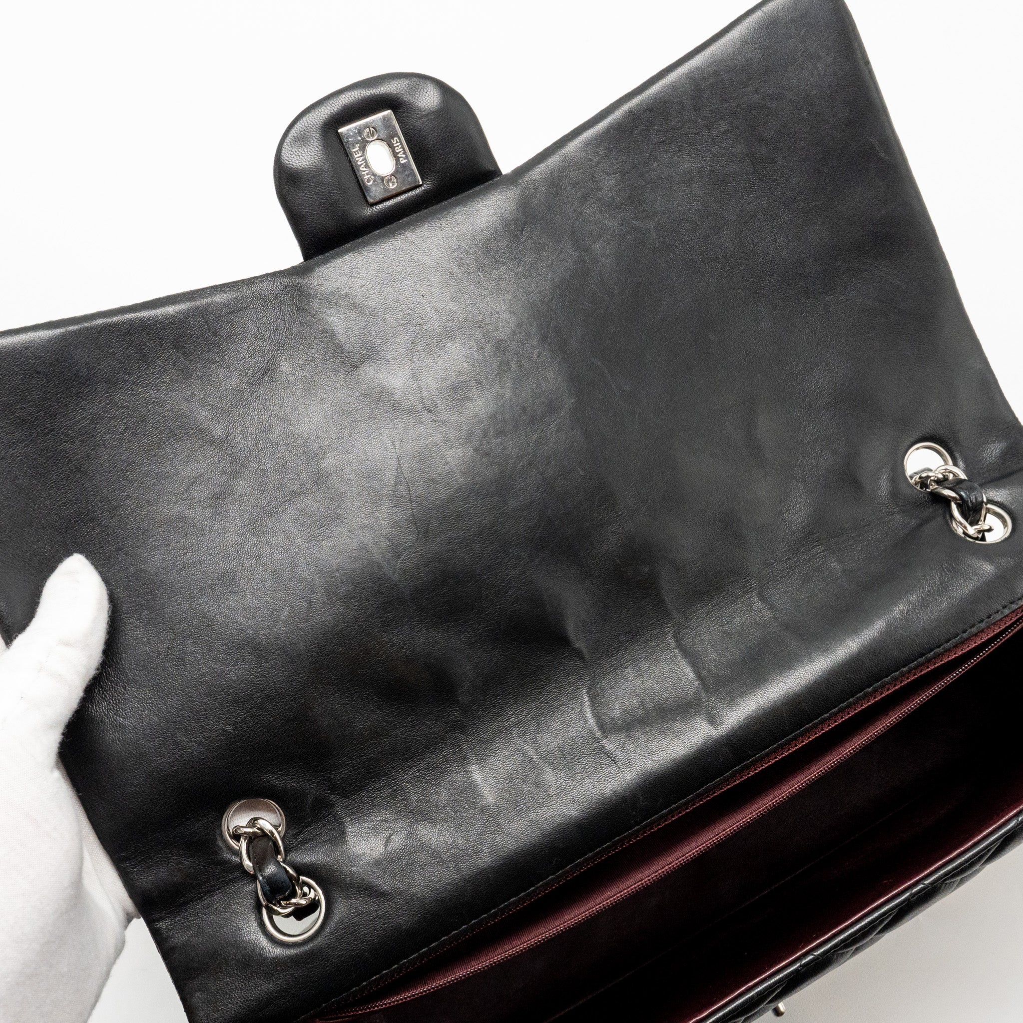 CHANEL MAXI CLASSIC SINGLE FLAP BAG LAMBSKIN BLACK SHW