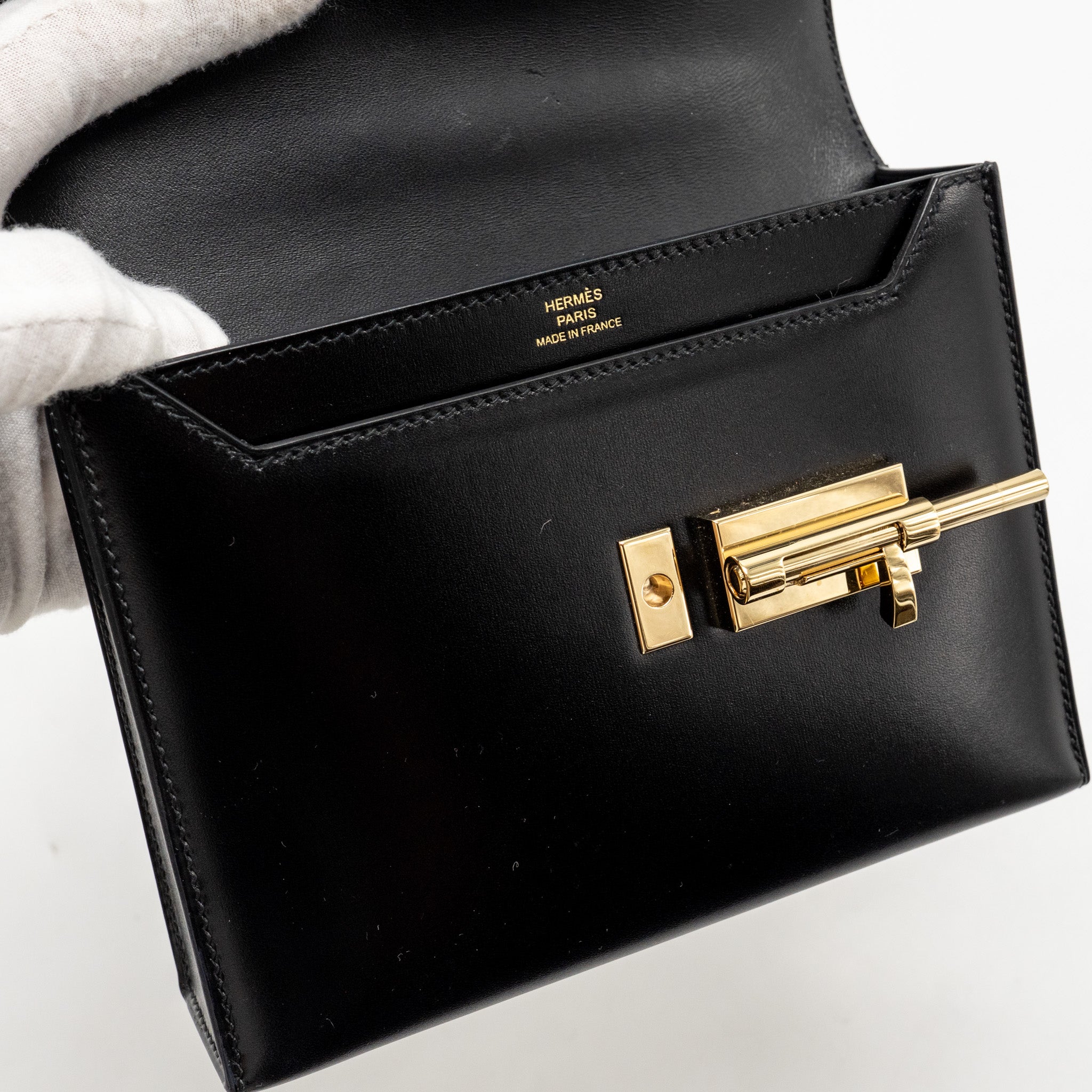 HERMES MINI VERROU BOX BLACK GHW