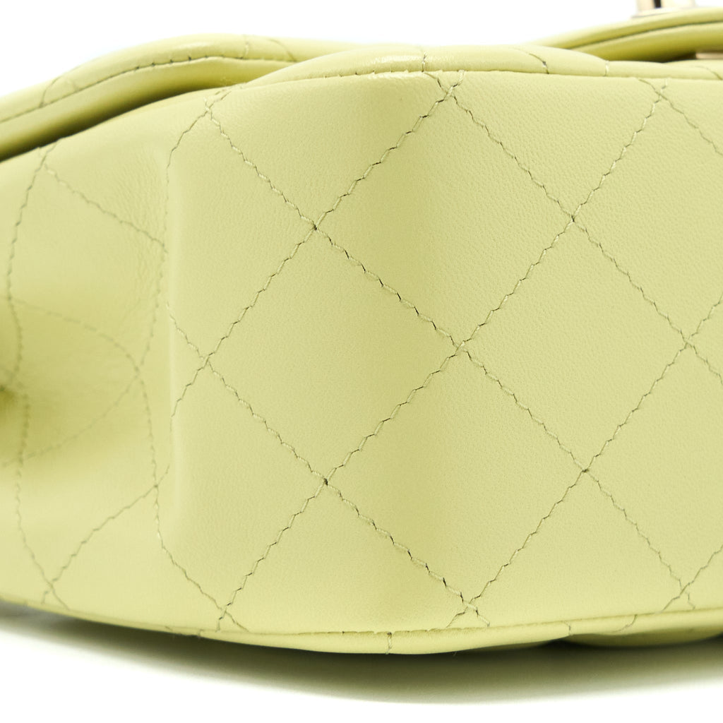 CHANEL 23C MINI SQUARE FLAP BAG LAMBSKIN LIGHT GREEN LGHW (MICROCHIP)