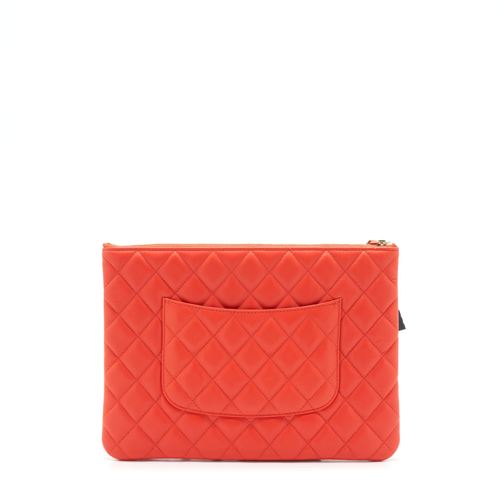 CHANEL HABANA O CASE POUCH LAMBSKIN RED GHW