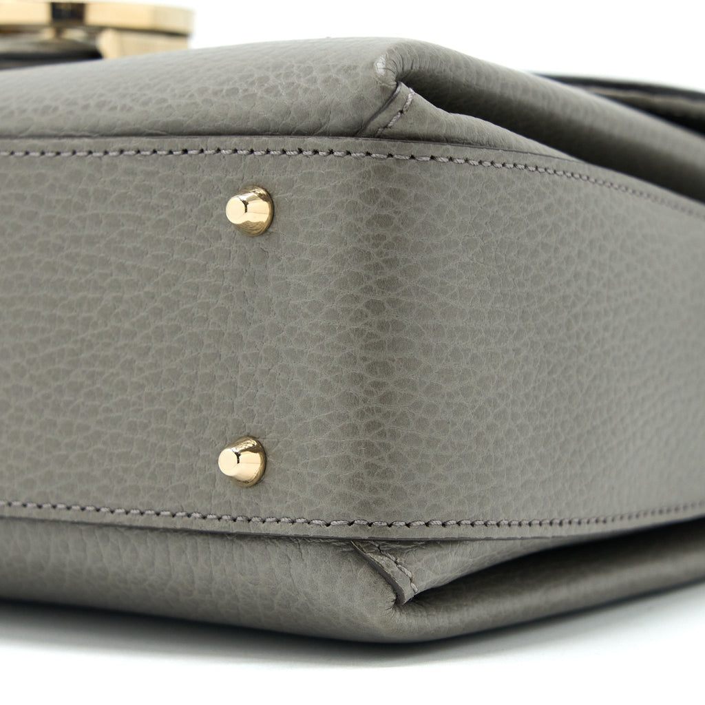 GUCCI GG TOP HANDLE BAG CAFLSKIN GREY LGHW