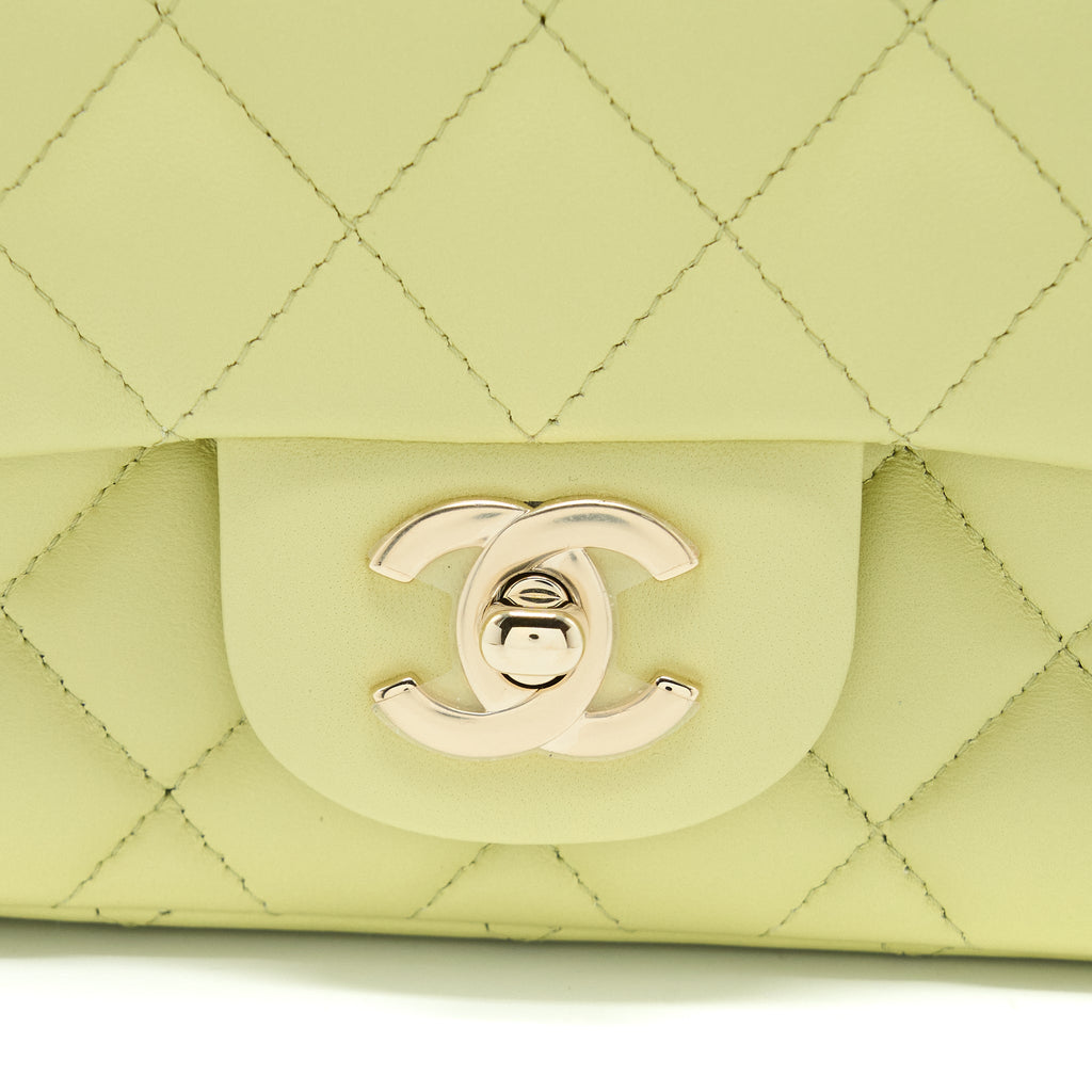 CHANEL 23C MINI SQUARE FLAP BAG LAMBSKIN LIGHT GREEN LGHW (MICROCHIP)