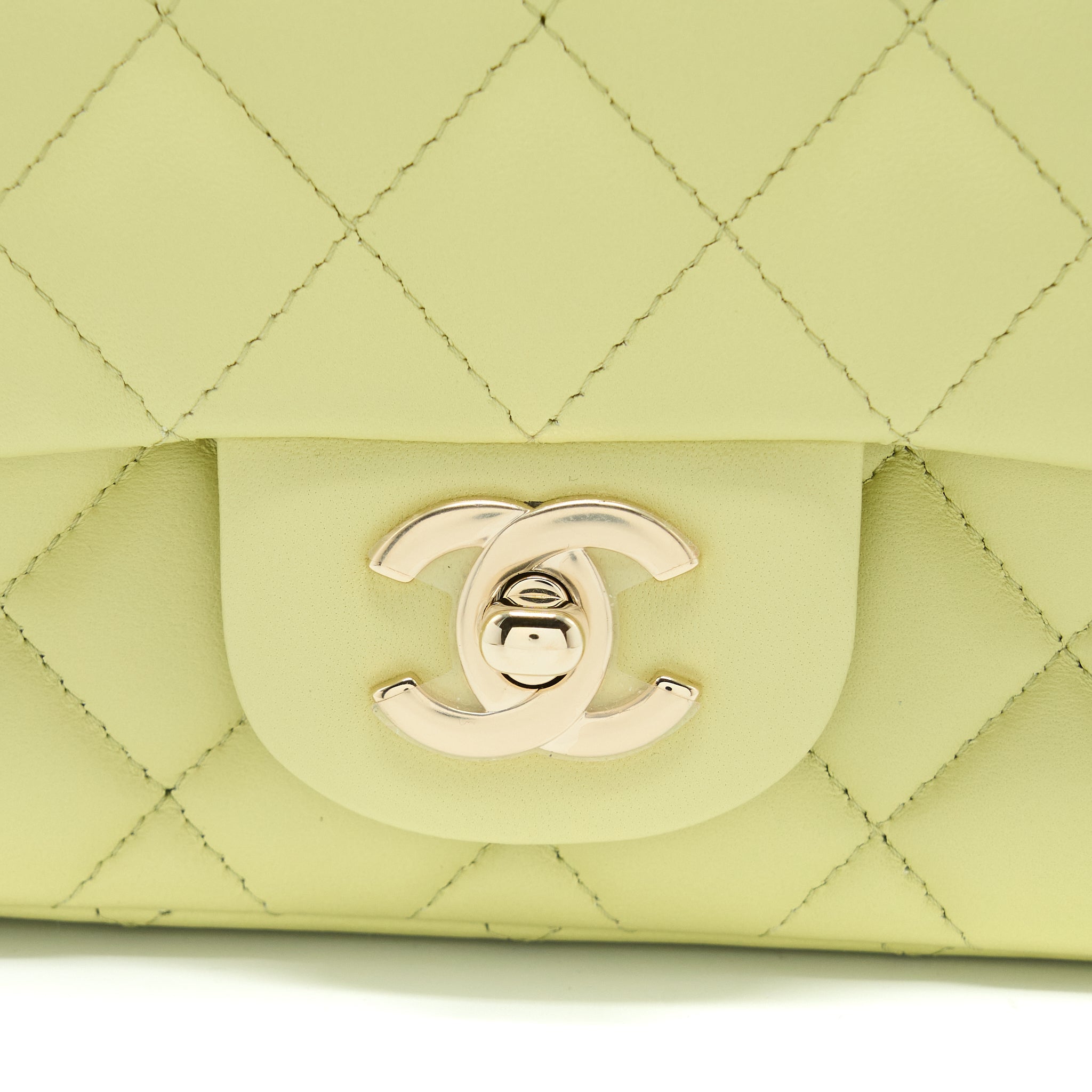 CHANEL 23C MINI SQUARE FLAP BAG LAMBSKIN LIGHT GREEN LGHW (MICROCHIP)