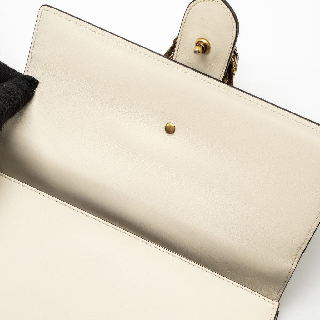 GUCCI BAMBOO TOP HANDLE DIONYSUS FLAP BAG CALFSKIN WHITE/MULTICOLOUR GHW