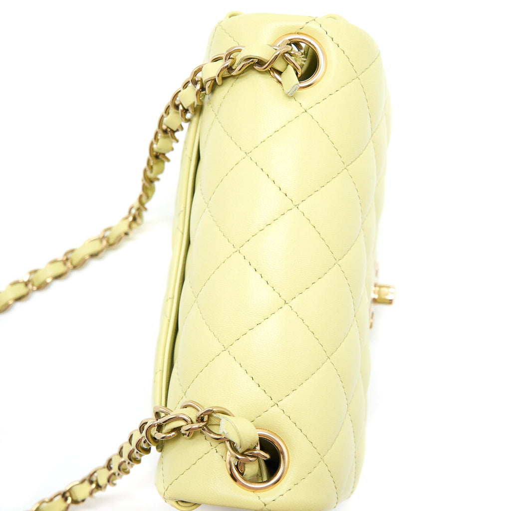CHANEL 23C MINI SQUARE FLAP BAG LAMBSKIN LIGHT GREEN LGHW (MICROCHIP)