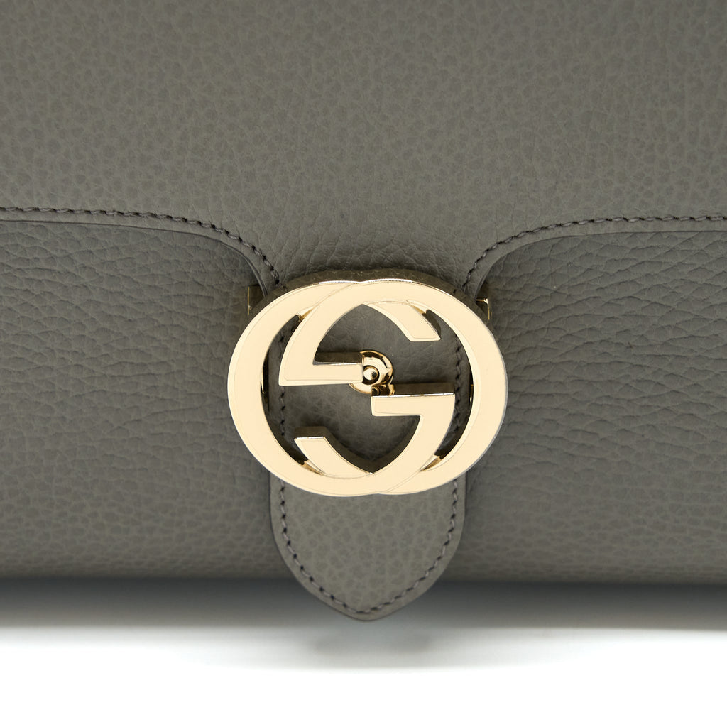 GUCCI GG TOP HANDLE BAG CAFLSKIN GREY LGHW