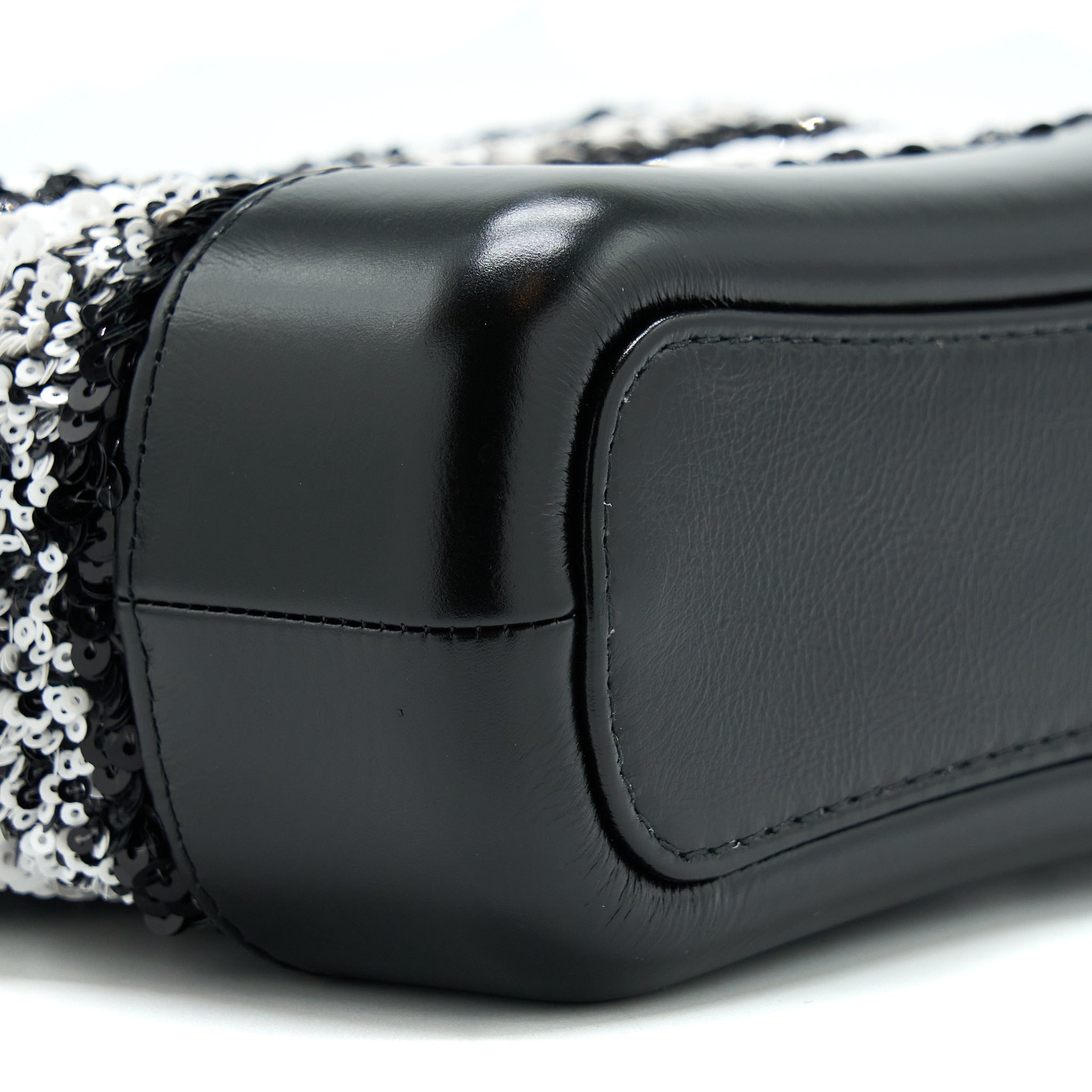 CHANEL SMALL GABRIELLE HOBO BAG SEQUINS BLACK/WHITE WITH MULTICOLOUR HARDWARE