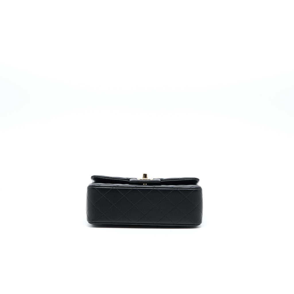 CHANEL TOP HANDLE MINI RECTANGULAR LAMBSKIN BLACK LGHW (MICROCHIP)