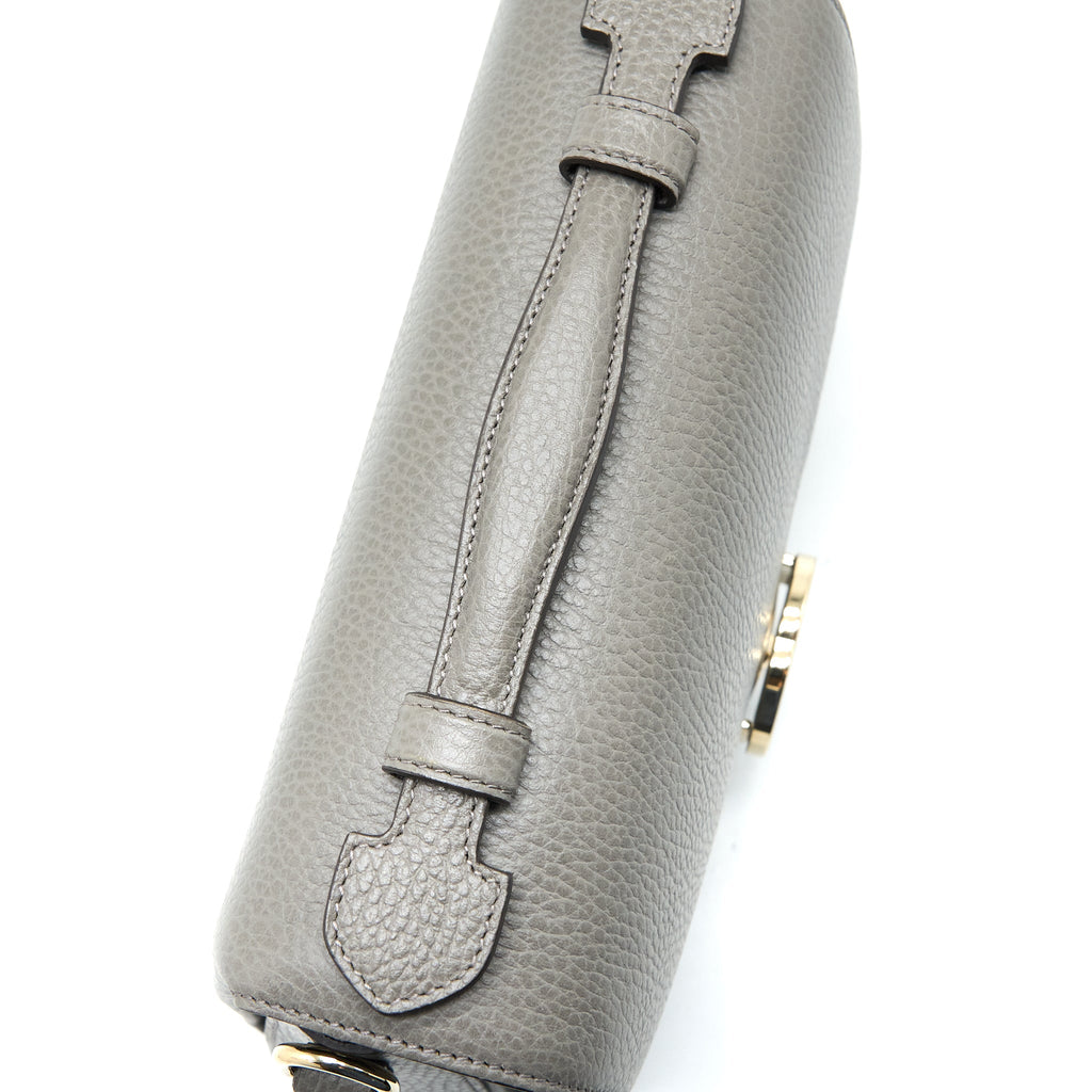 GUCCI GG TOP HANDLE BAG CAFLSKIN GREY LGHW