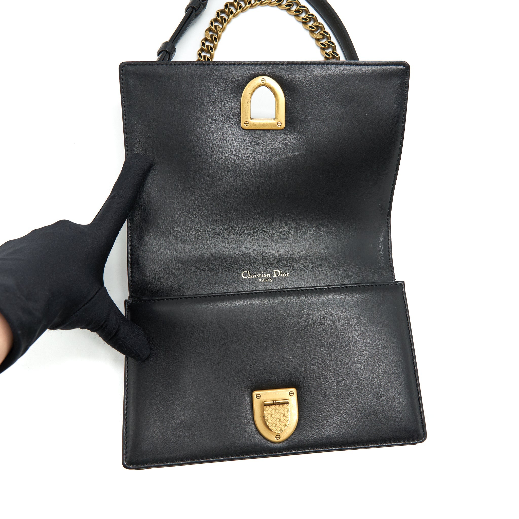 DIOR SMALL STUDDED DIORAMA BLACK GHW