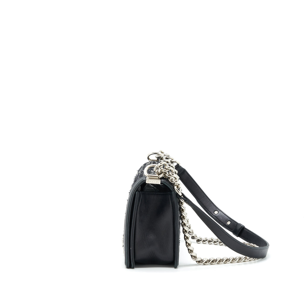 CHANEL BOY MEDIUM TWEED/LAMBSKIN BLACK SHW