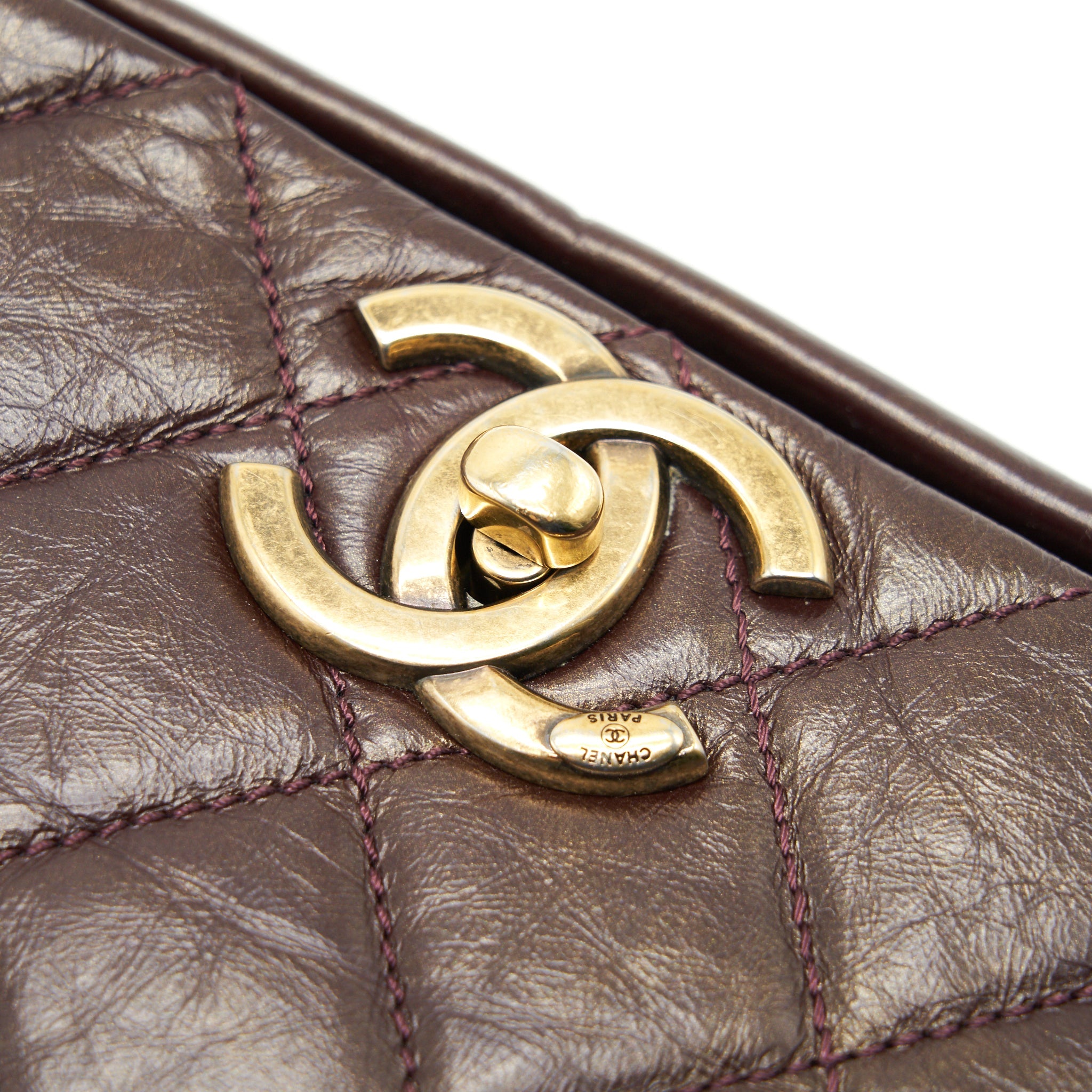 CHANEL CALFSKIN FLAP BAG WITH CHAIN BURGUNDY GHW