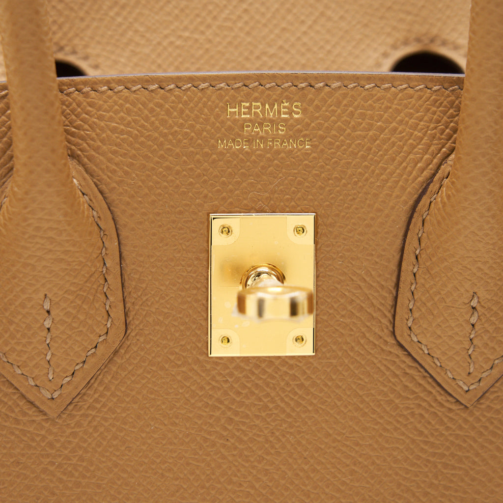 HERMES BIRKIN 25 SELLIER EPSOM 4B BISCUIT GHW
