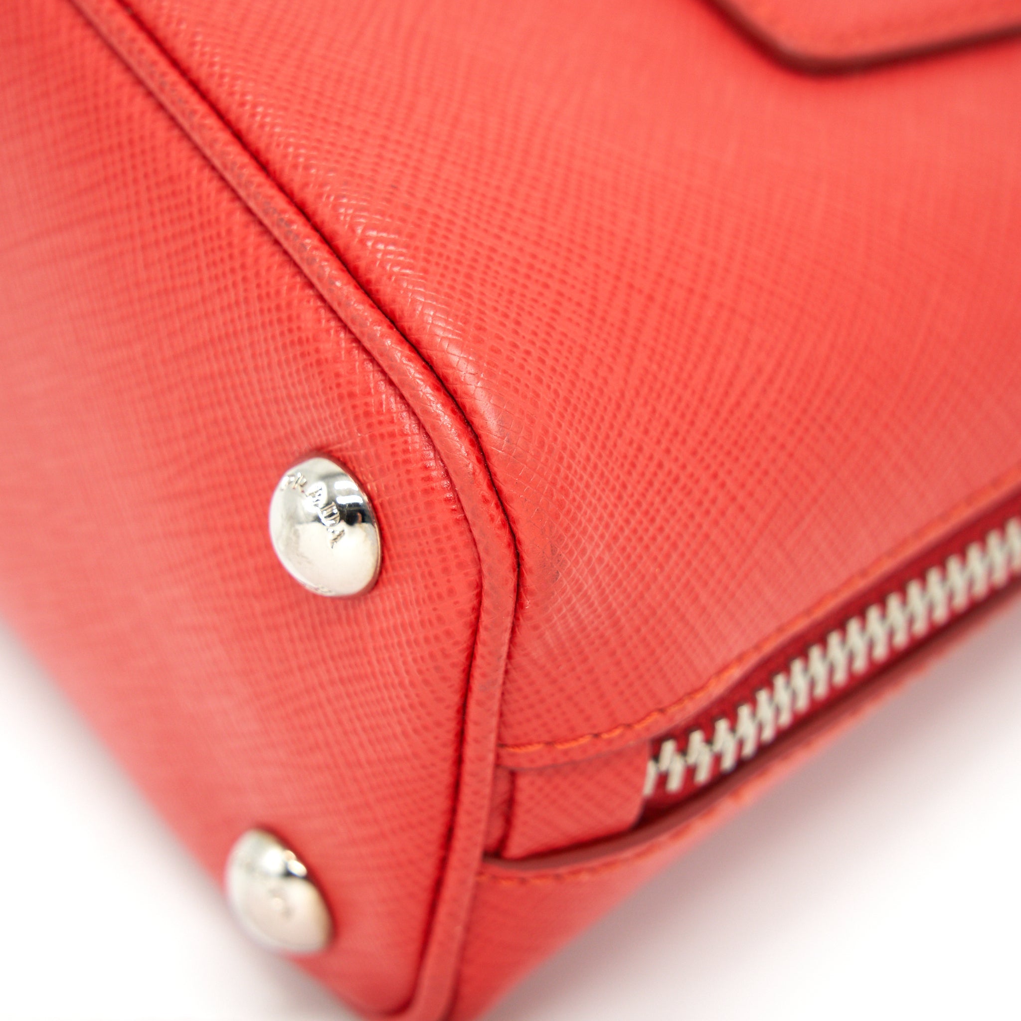 PRADA MINI PROMENADE SAFFIANO LUX LEATHER CROSSBODY BAG IN RED