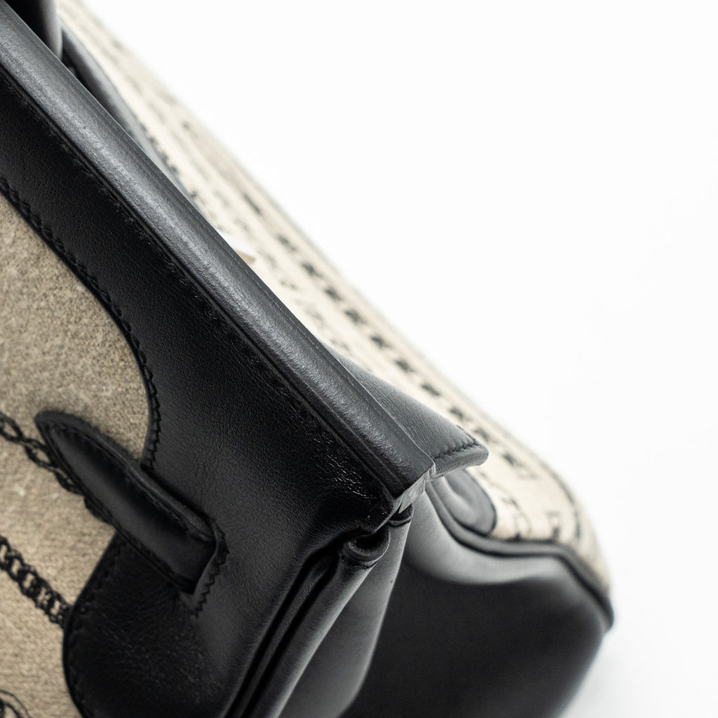 HERMES BIRKIN 35 DE CAMP DECHAINEE LIMITED EDITION TOILE CANVAS / SWIFT BLACK SHW
