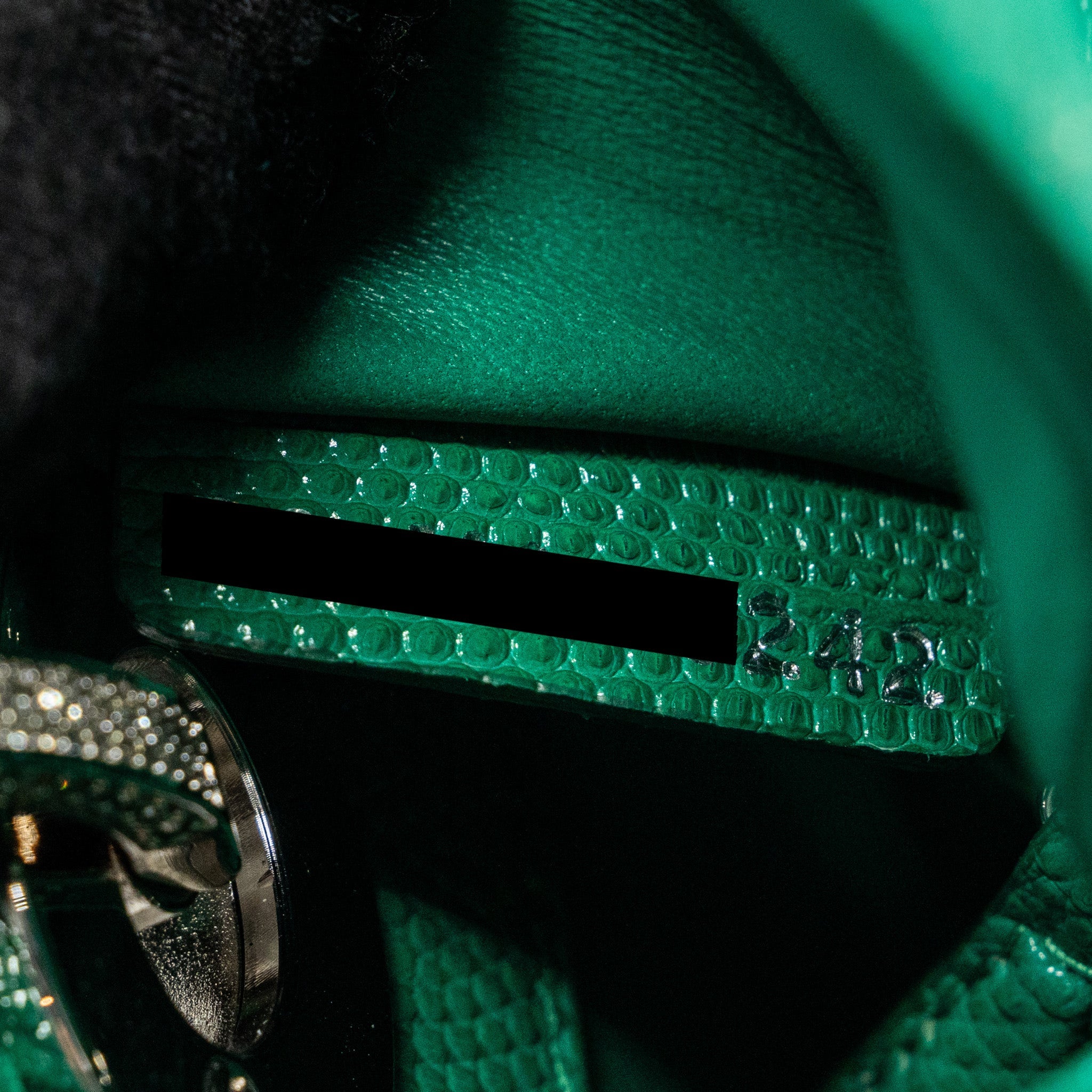 DIOR MINI LADY DIOR LIZARD GREEN WITH CRYSTAL BUCKLE SHW