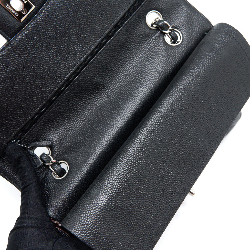 CHANEL MEDIUM CLASSIC FLAP BAG CAVIAR BLACK SHW