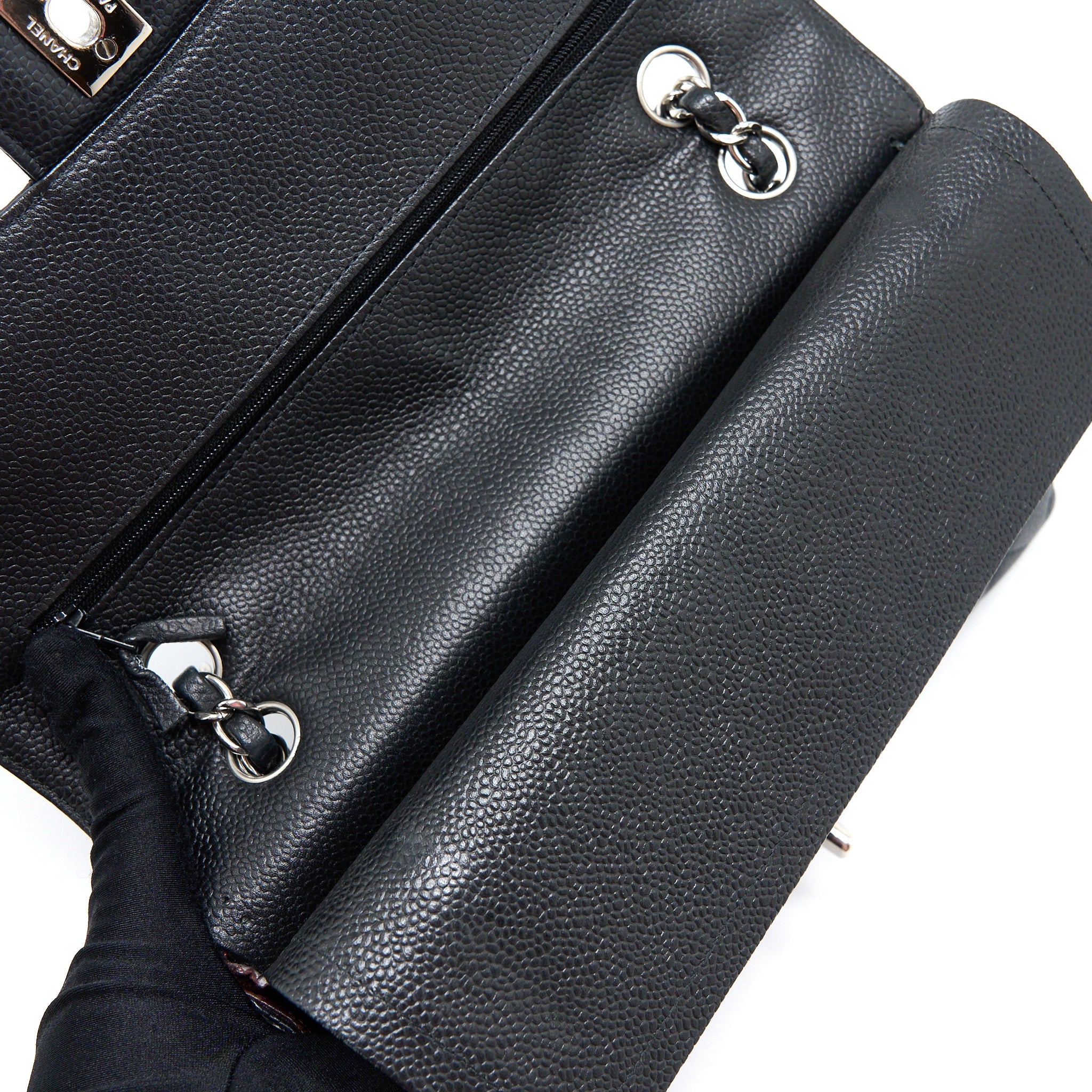 CHANEL MEDIUM CLASSIC FLAP BAG CAVIAR BLACK SHW