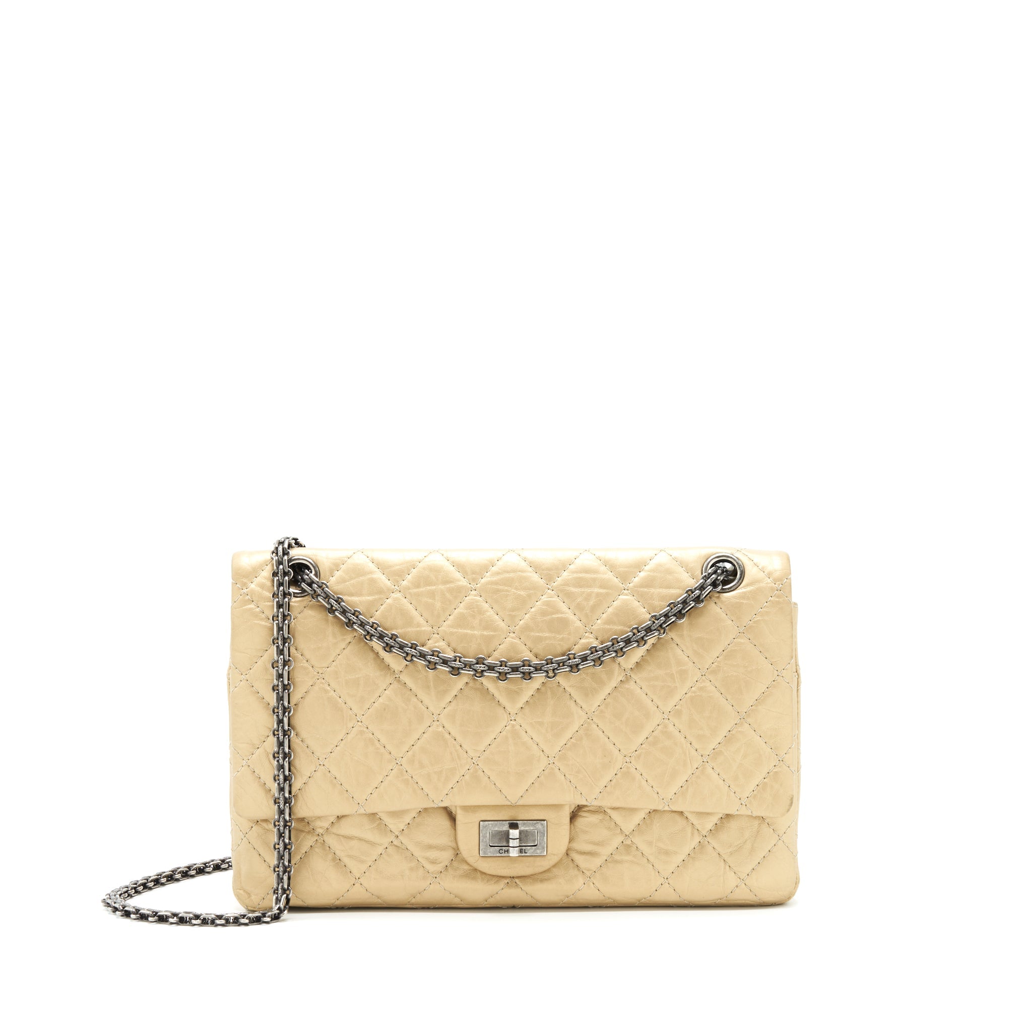 CHANEL 2.55 REISSUE 226 DOUBLE FLAP BAG RUTHENIUM HARDWARE