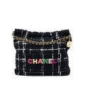 CHANEL MEDIUM 22 BAG TWEED MULTICOLOUR GHW(MICROCHIP)