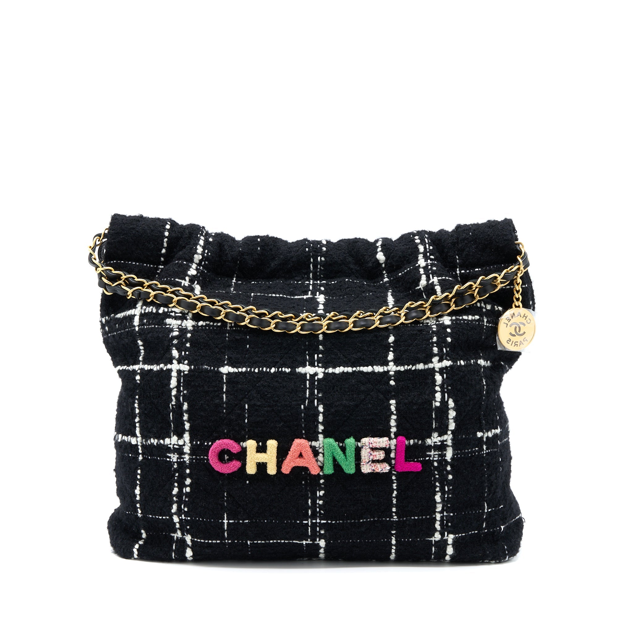 CHANEL MEDIUM 22 BAG TWEED MULTICOLOUR GHW(MICROCHIP)