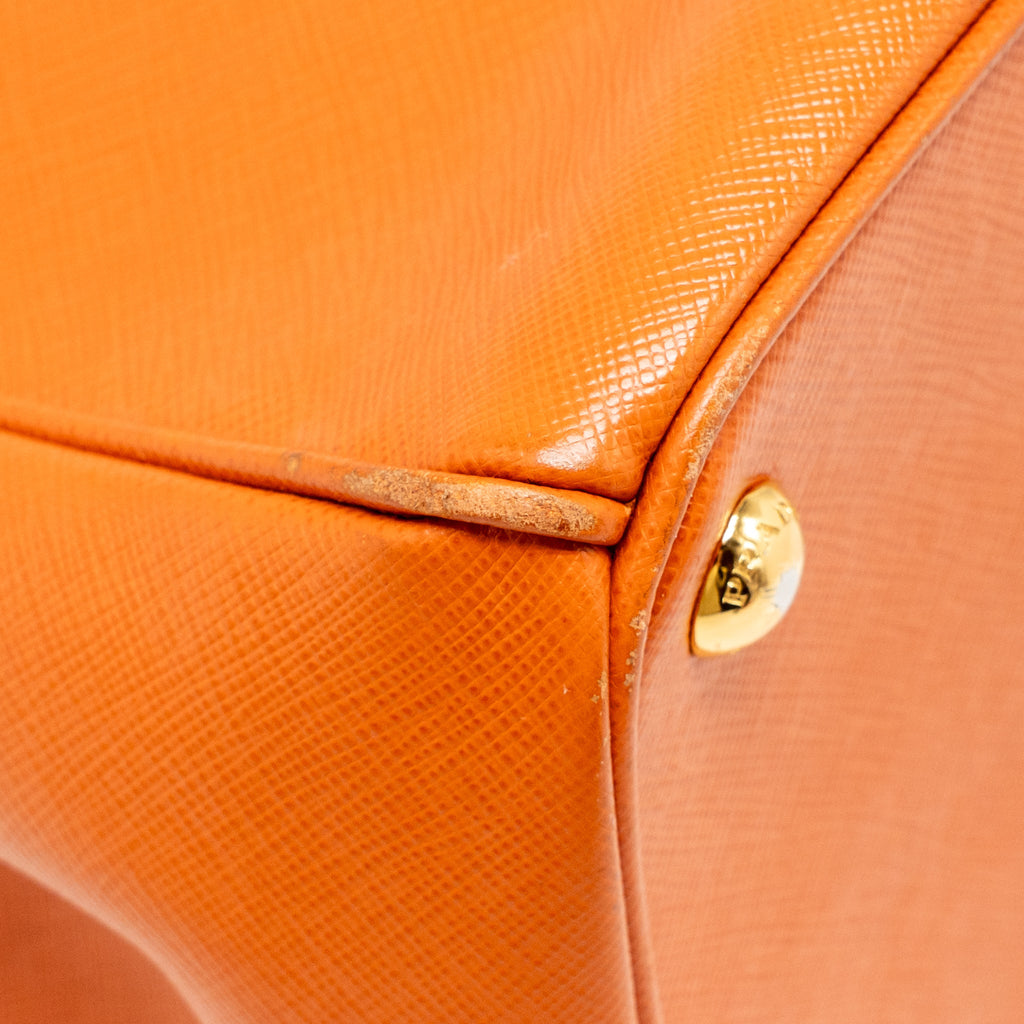 PRADA LARGE SAFFIANO TOTE BAG LEATHER ORANGE GHW