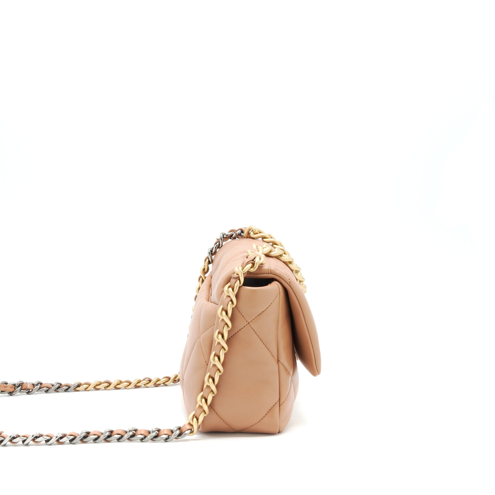 CHANEL 21P CARAMEL SMALL 19 FLAP BAG GHW
