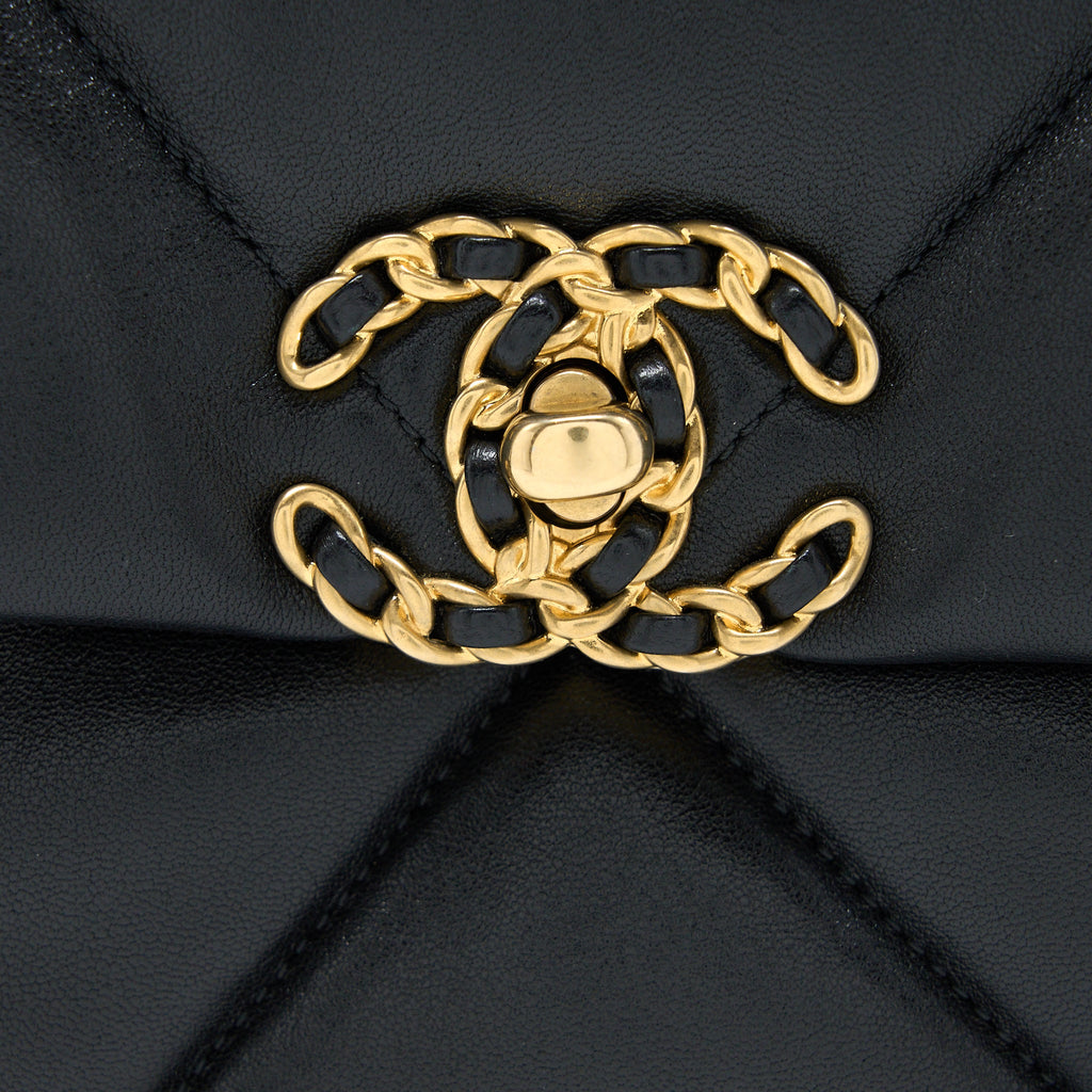 CHANEL MEDIUM 19 BAG LAMBSKIN BLACK MULTICOLOUR HARDWARE