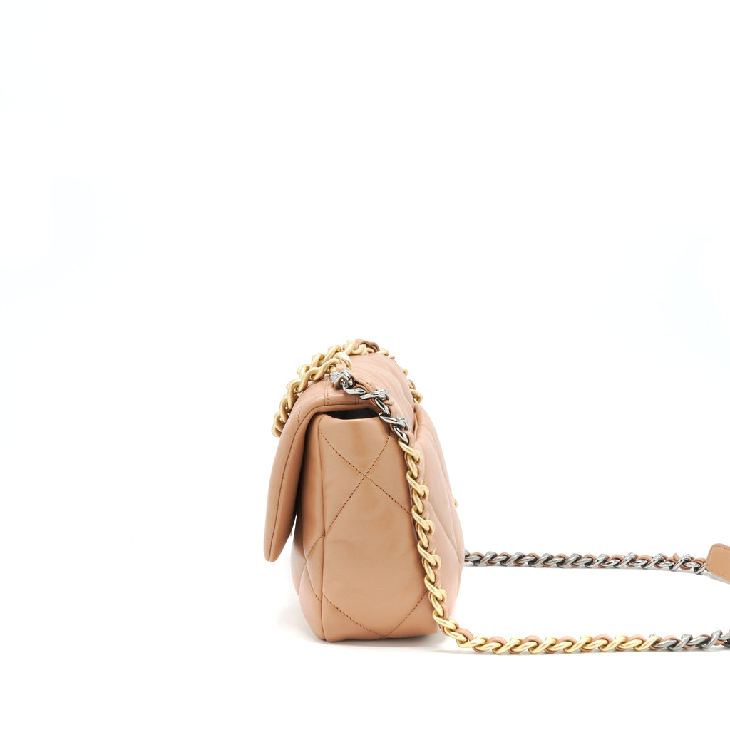 CHANEL 21P CARAMEL SMALL 19 FLAP BAG GHW