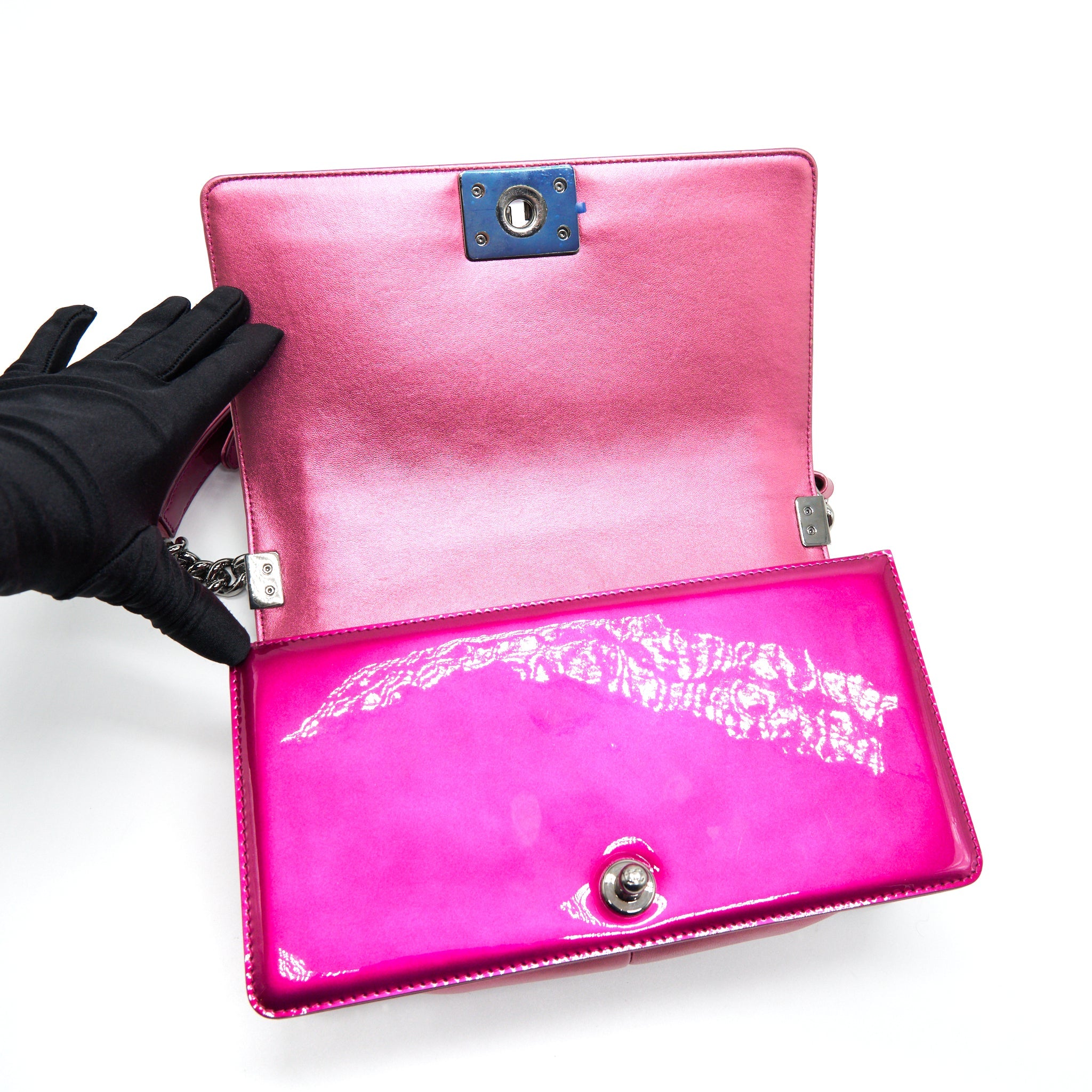 CHANEL MEDIUM LEBOY BAG METALLIC PINK SHW