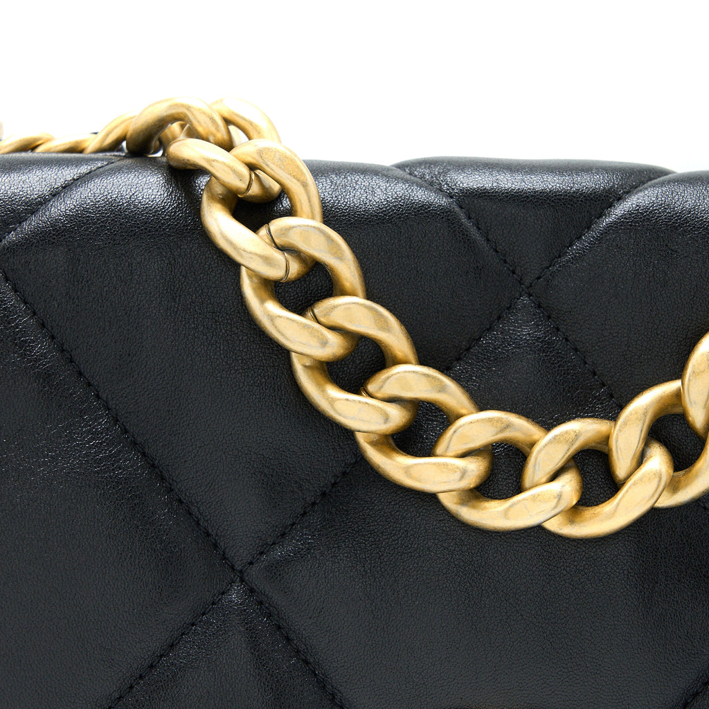 CHANEL MEDIUM 19 BAG LAMBSKIN BLACK MULTICOLOUR HARDWARE