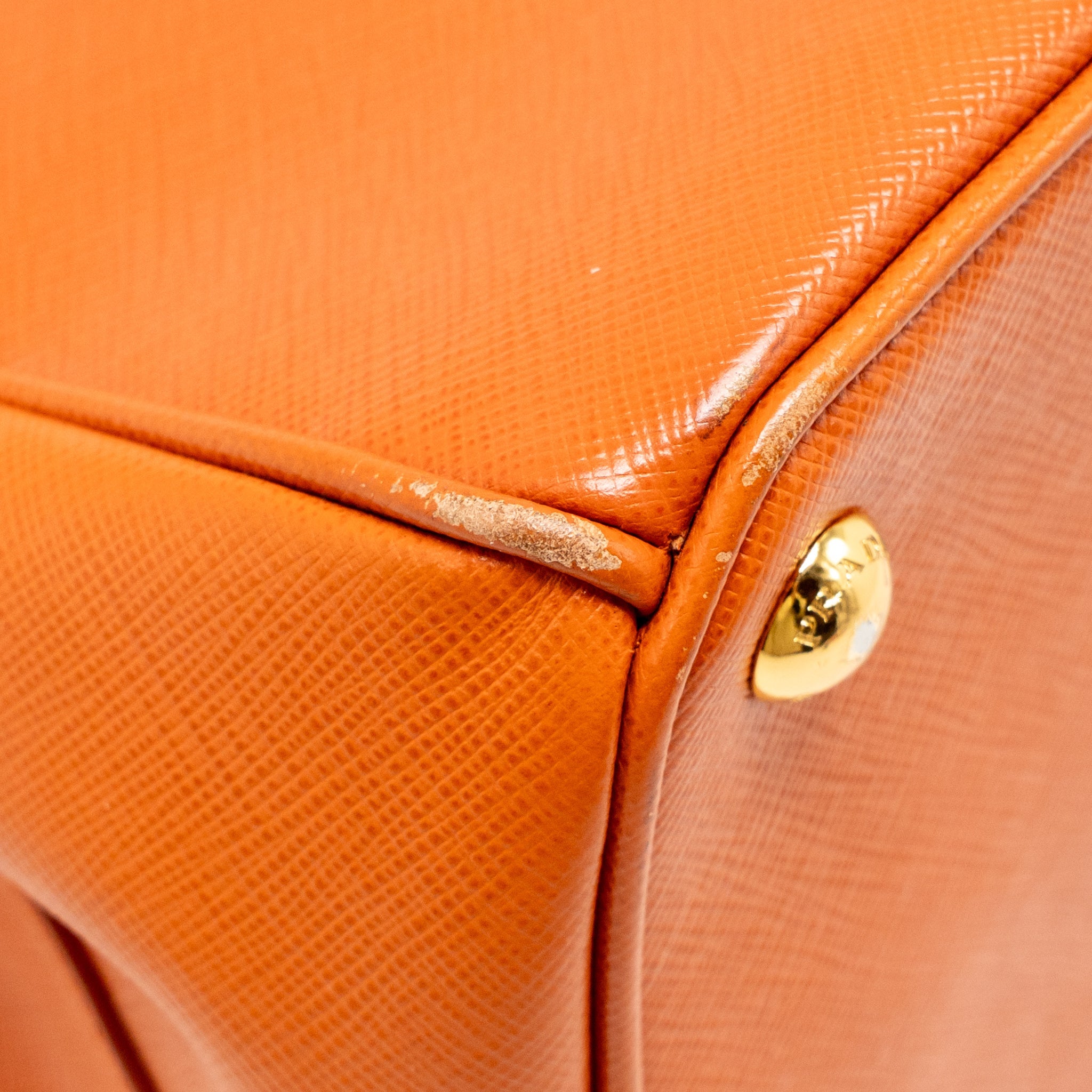 PRADA LARGE SAFFIANO TOTE BAG LEATHER ORANGE GHW