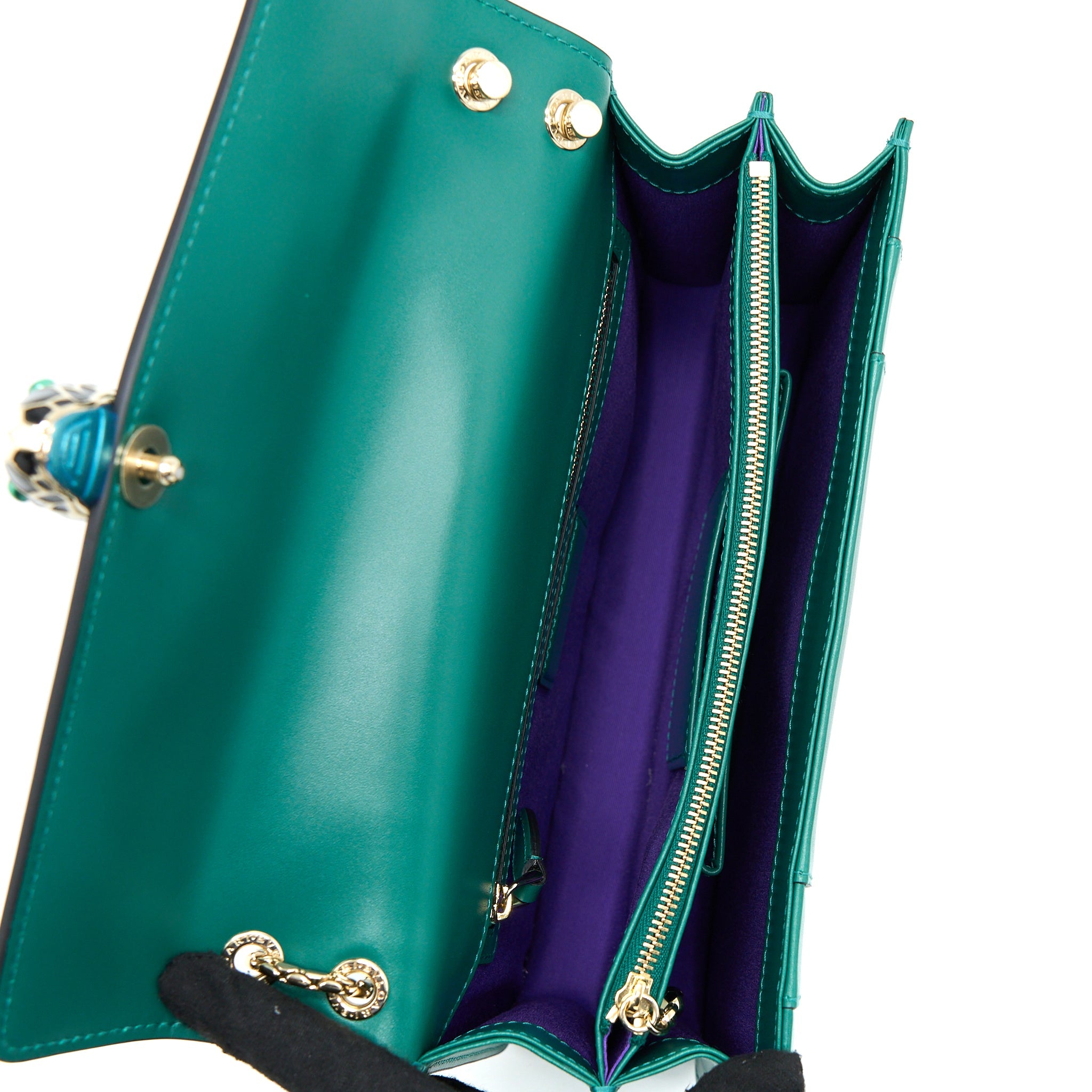 BVLGARI SERPENTI FOREVER SHOULDER BAG CALFSKIN GREEN LGHW