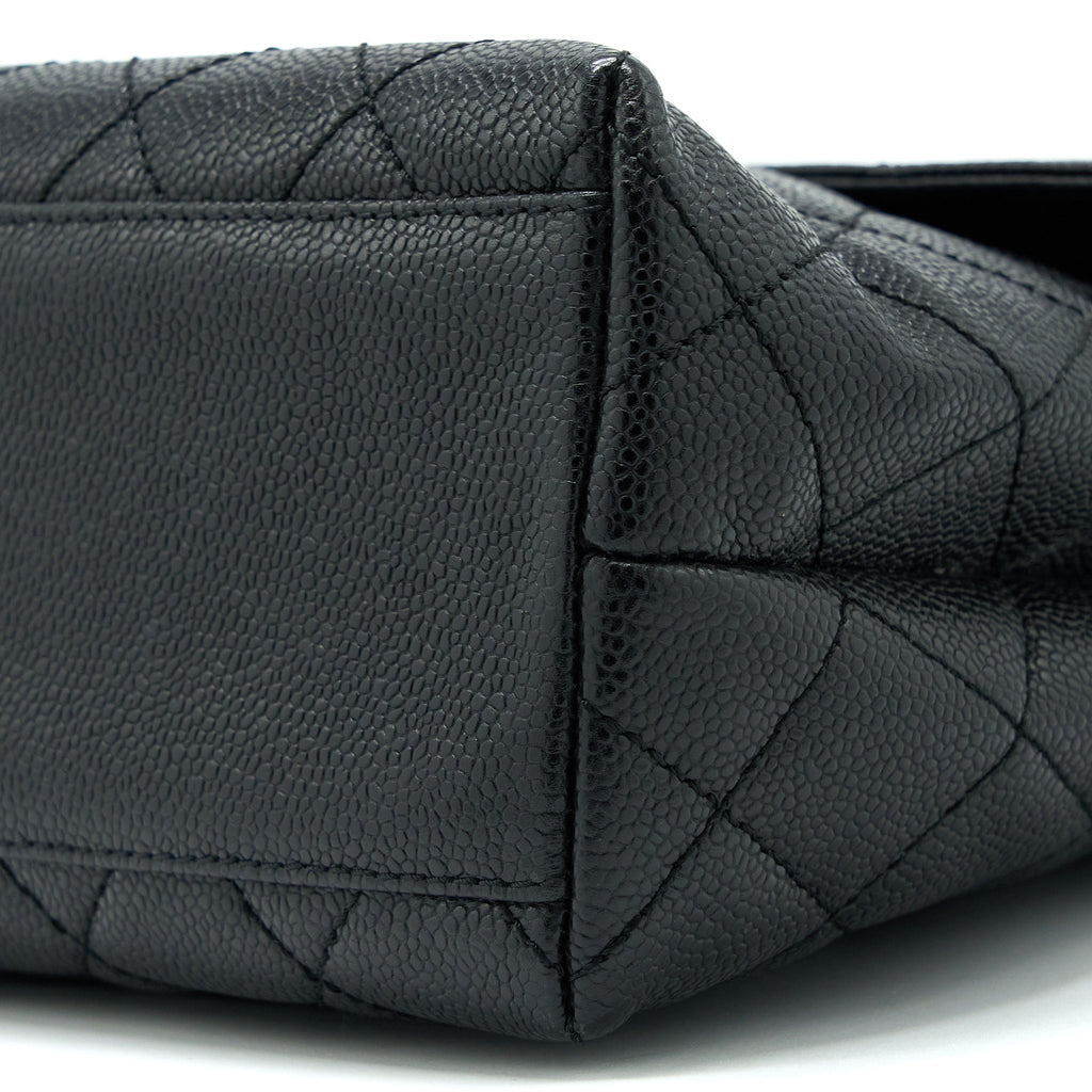 CHANEL VINTAGE TOP HANDLE FLAP BAG CAVIAR BLACK GHW