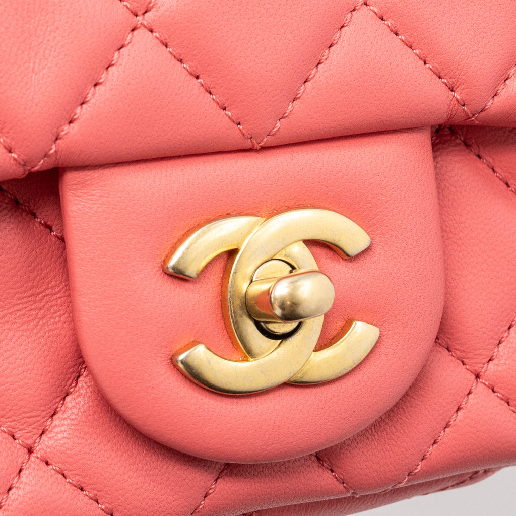 CHANEL PEARL CRUSH MINI SQUARE FLAP BAG LAMBSKIN PINK GHW
