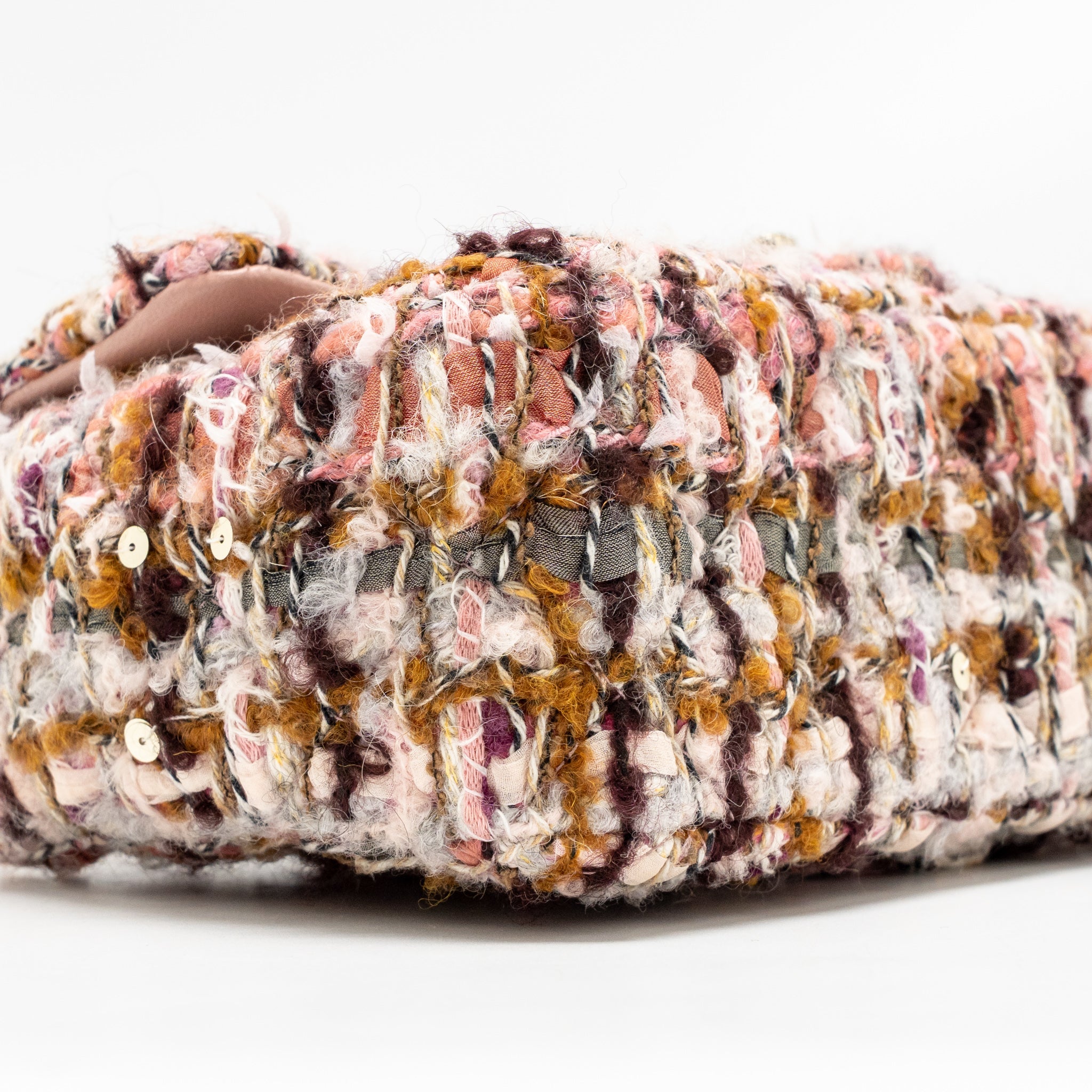 CHANEL 23K MINI RECTANGULAR FLAP BAG TWEED PINK / MULTICOLOUR LGHW (MICROCHIP)