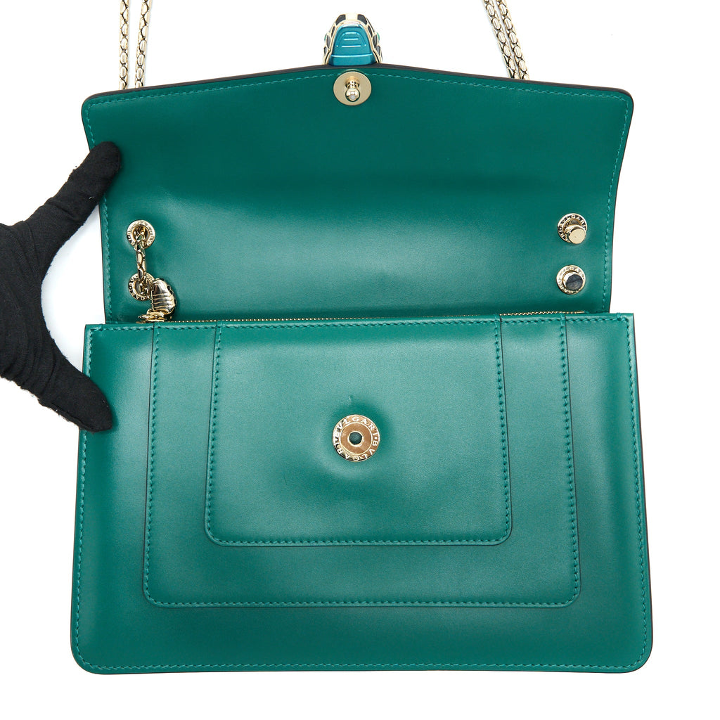 BVLGARI SERPENTI FOREVER SHOULDER BAG CALFSKIN GREEN LGHW
