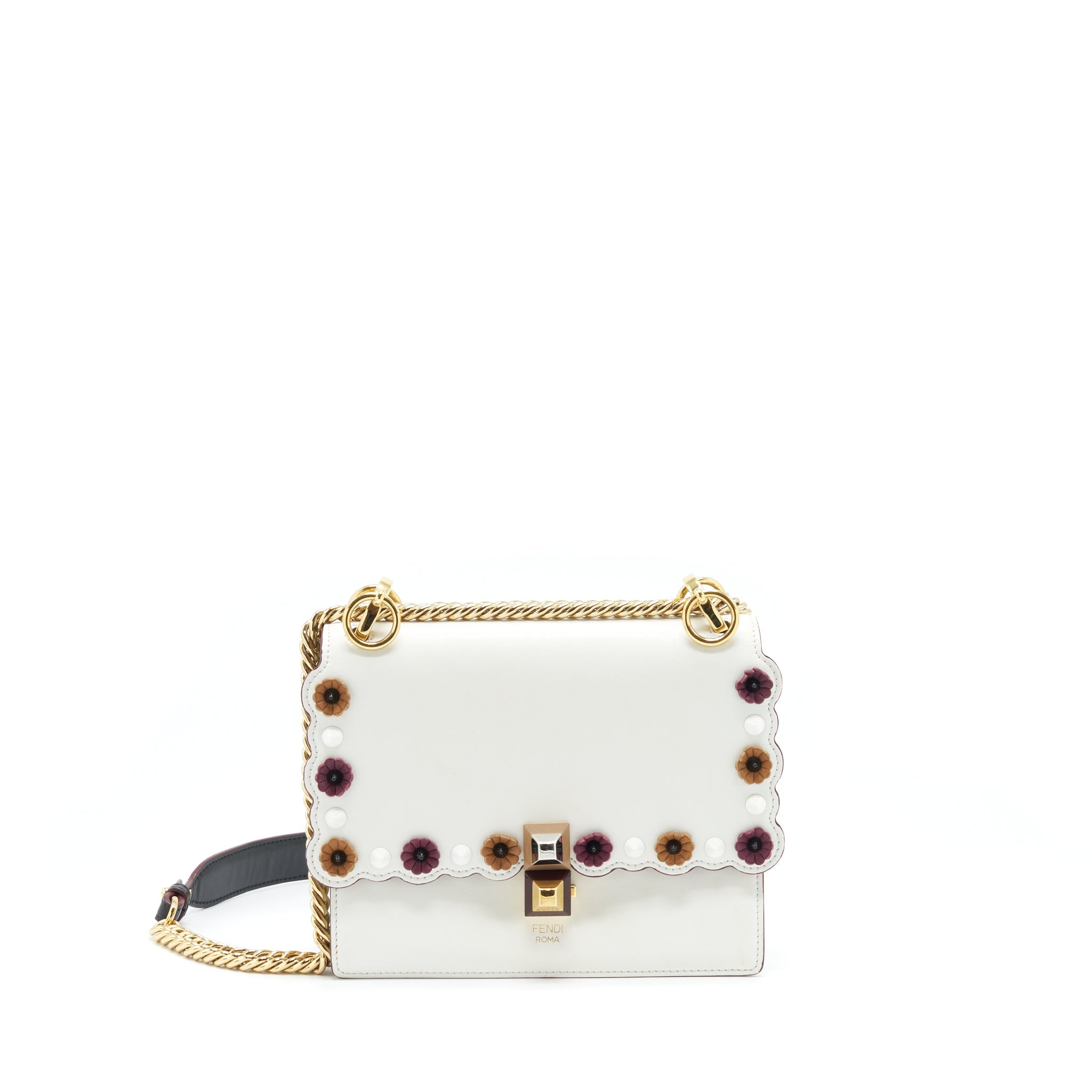 FENDI KAN I BAG WHITE/MULTICOLOUR GOLD AND SILVER HARDWARE