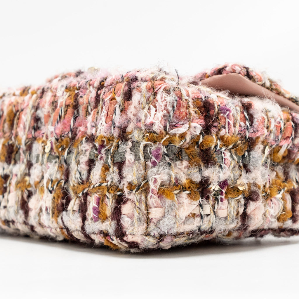 CHANEL 23K MINI RECTANGULAR FLAP BAG TWEED PINK / MULTICOLOUR LGHW (MICROCHIP)