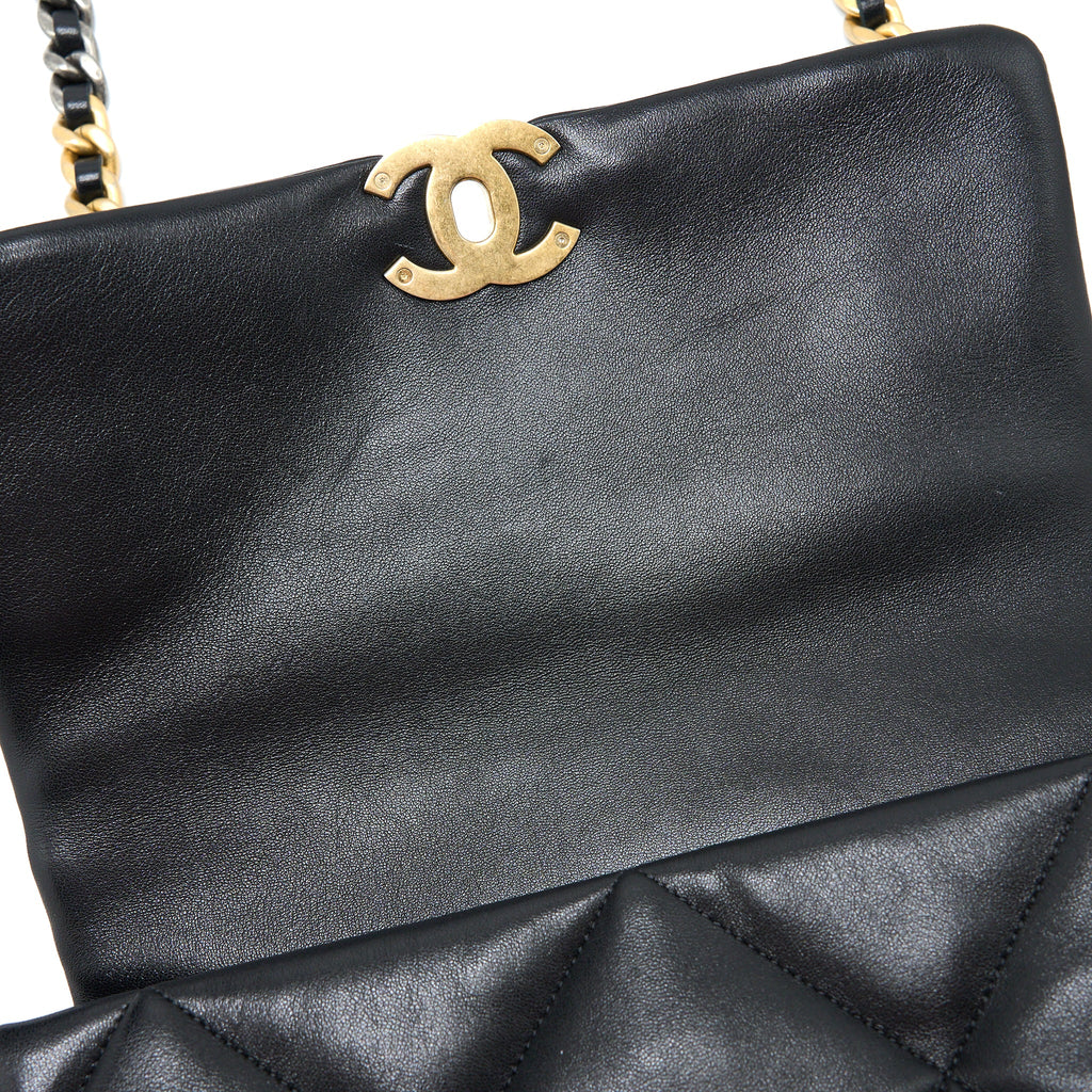 CHANEL MEDIUM 19 BAG LAMBSKIN BLACK MULTICOLOUR HARDWARE