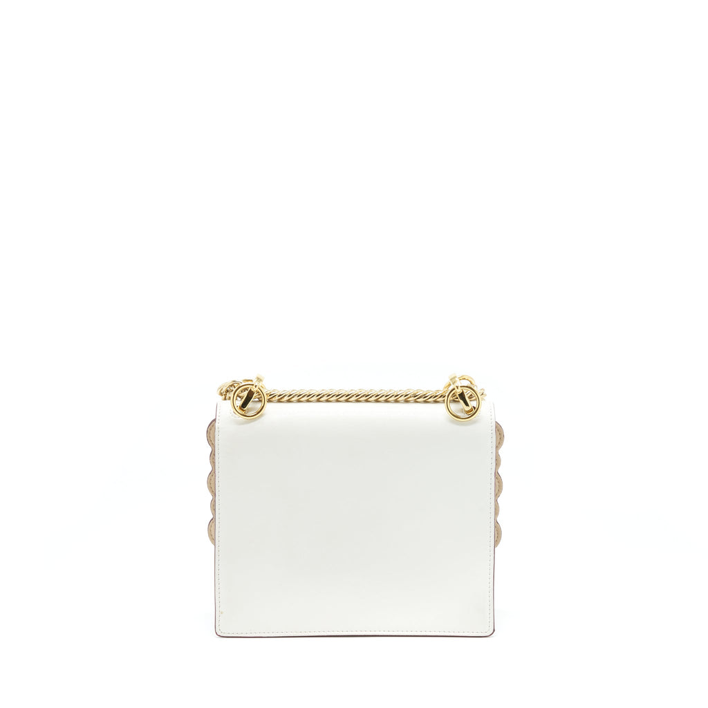 FENDI KAN I BAG WHITE/MULTICOLOUR GOLD AND SILVER HARDWARE