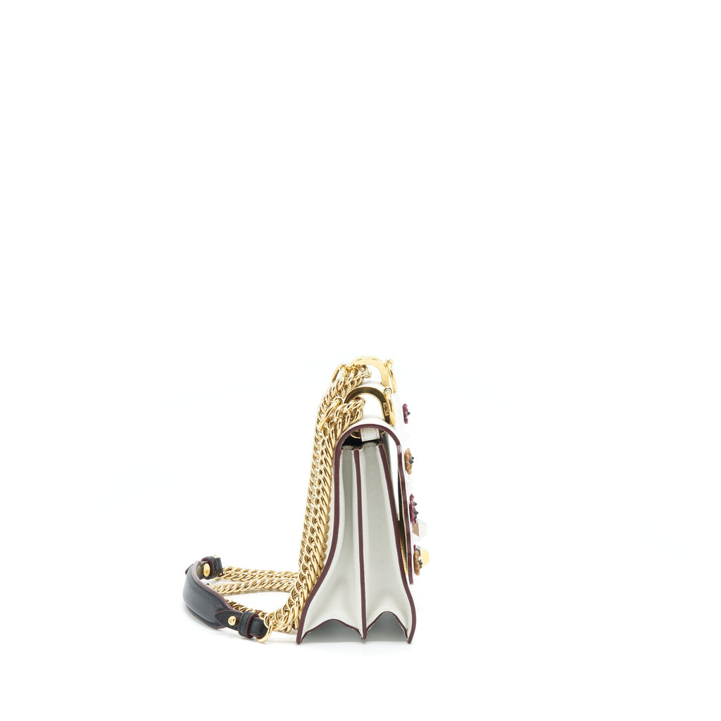 FENDI KAN I BAG WHITE/MULTICOLOUR GOLD AND SILVER HARDWARE