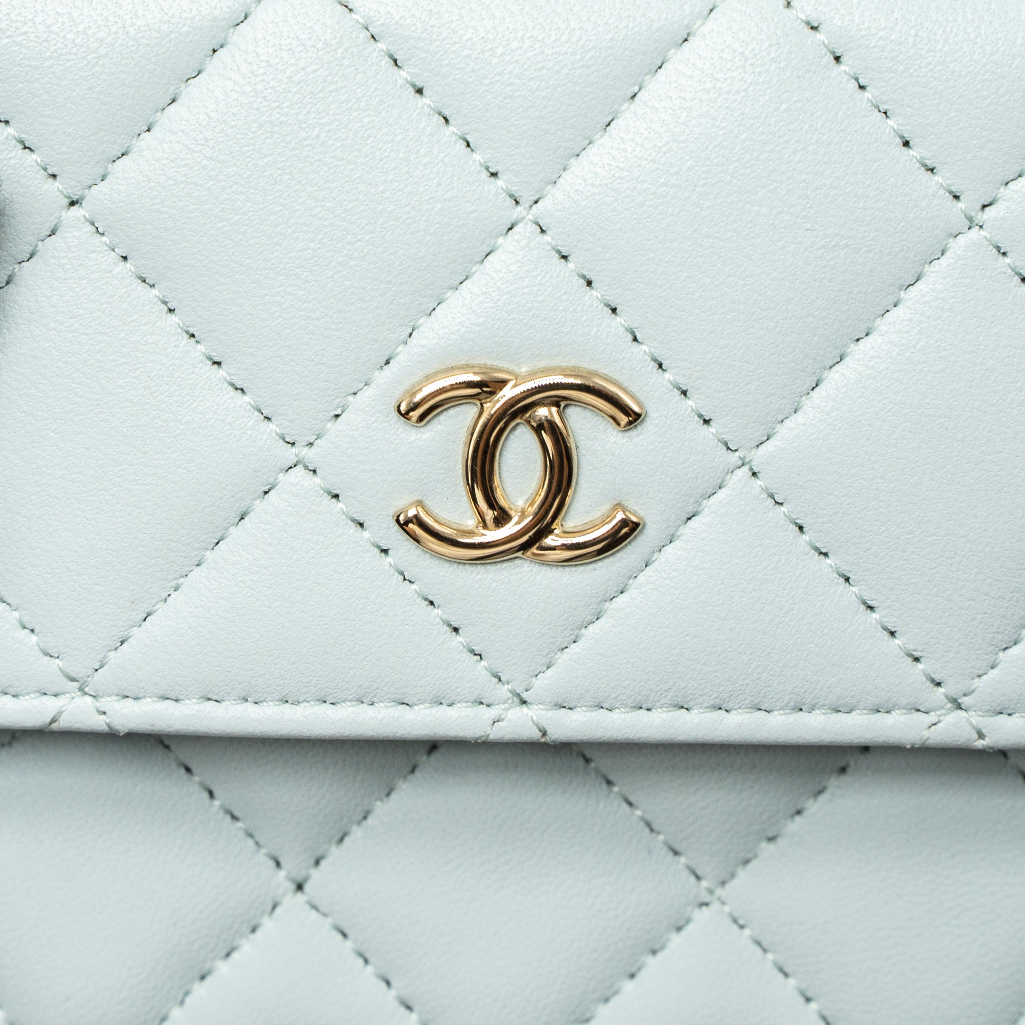 CHANEL MINI FLAP BAG RIBBON CHAINS LAMBSKIN LIGHT BLUE LGHW