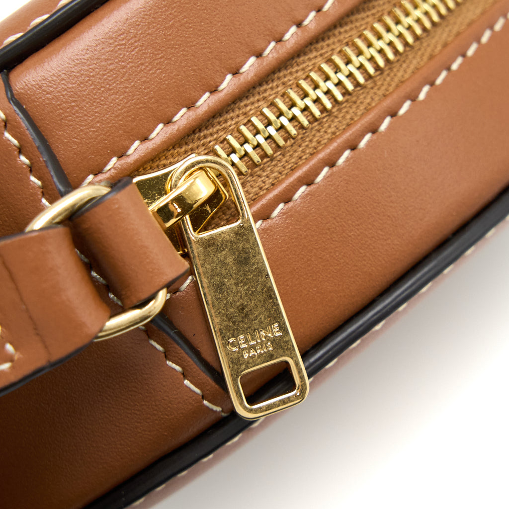 CELINE CROSSBODY OVAL PURSE CUIRASS TRIOMPHE SMOOTH CALFSKIN TAN GHW