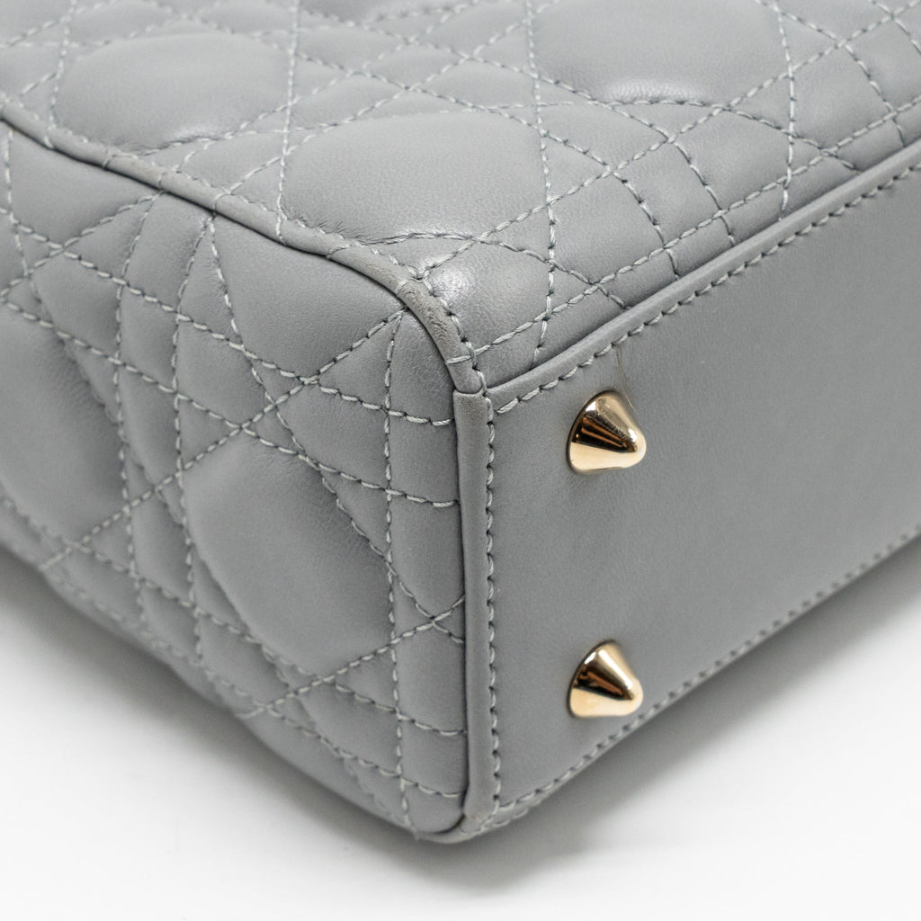 DIOR SMALL LADY DIOR MY ABCDIOR BAG CANNAGE LAMBSKIN GREY LGHW