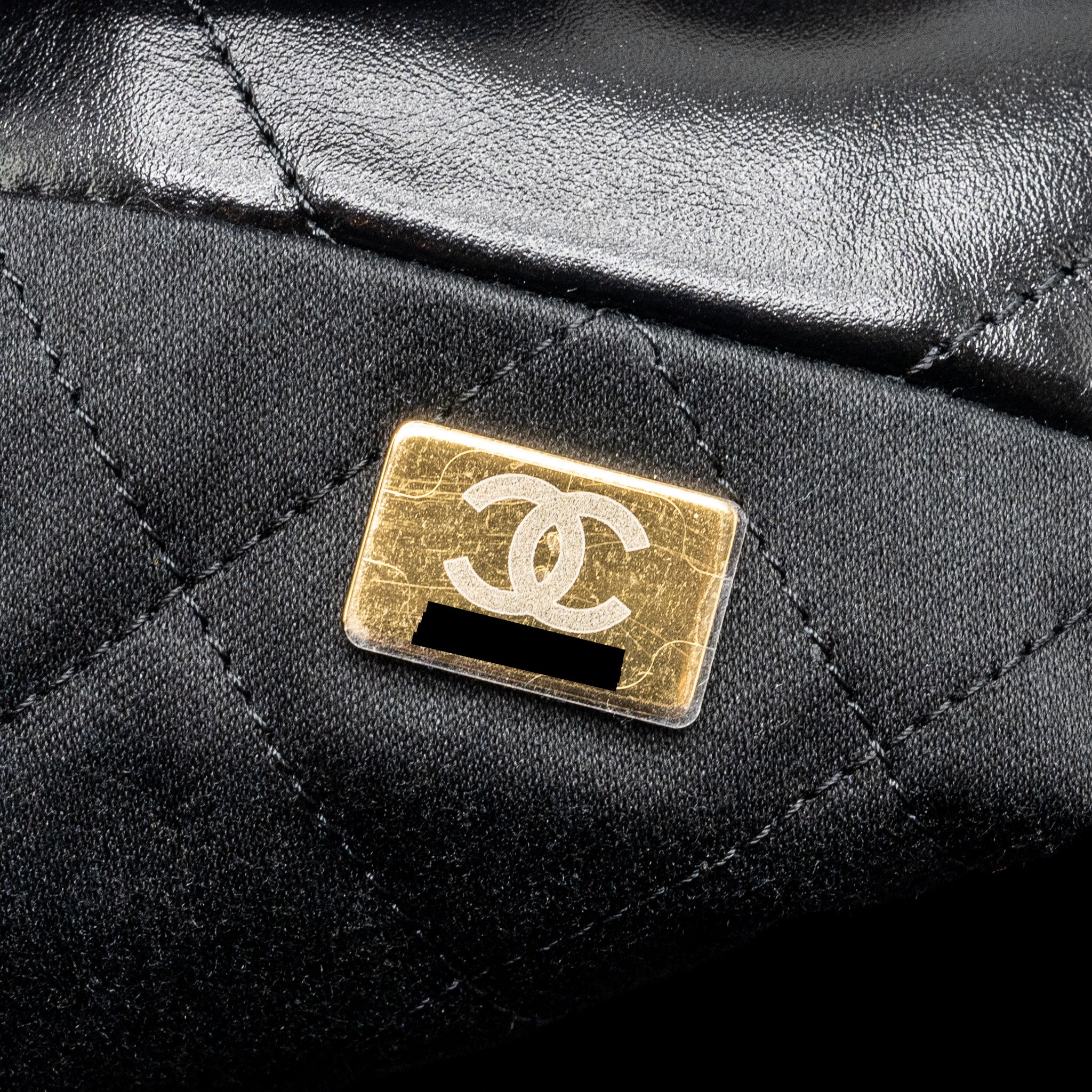 CHANEL SMALL 22 BAG GOLD LETTER SHINY CALFSKIN BLACK GHW (MICROCHIP)