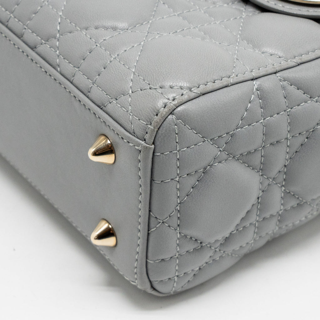DIOR SMALL LADY DIOR MY ABCDIOR BAG CANNAGE LAMBSKIN GREY LGHW